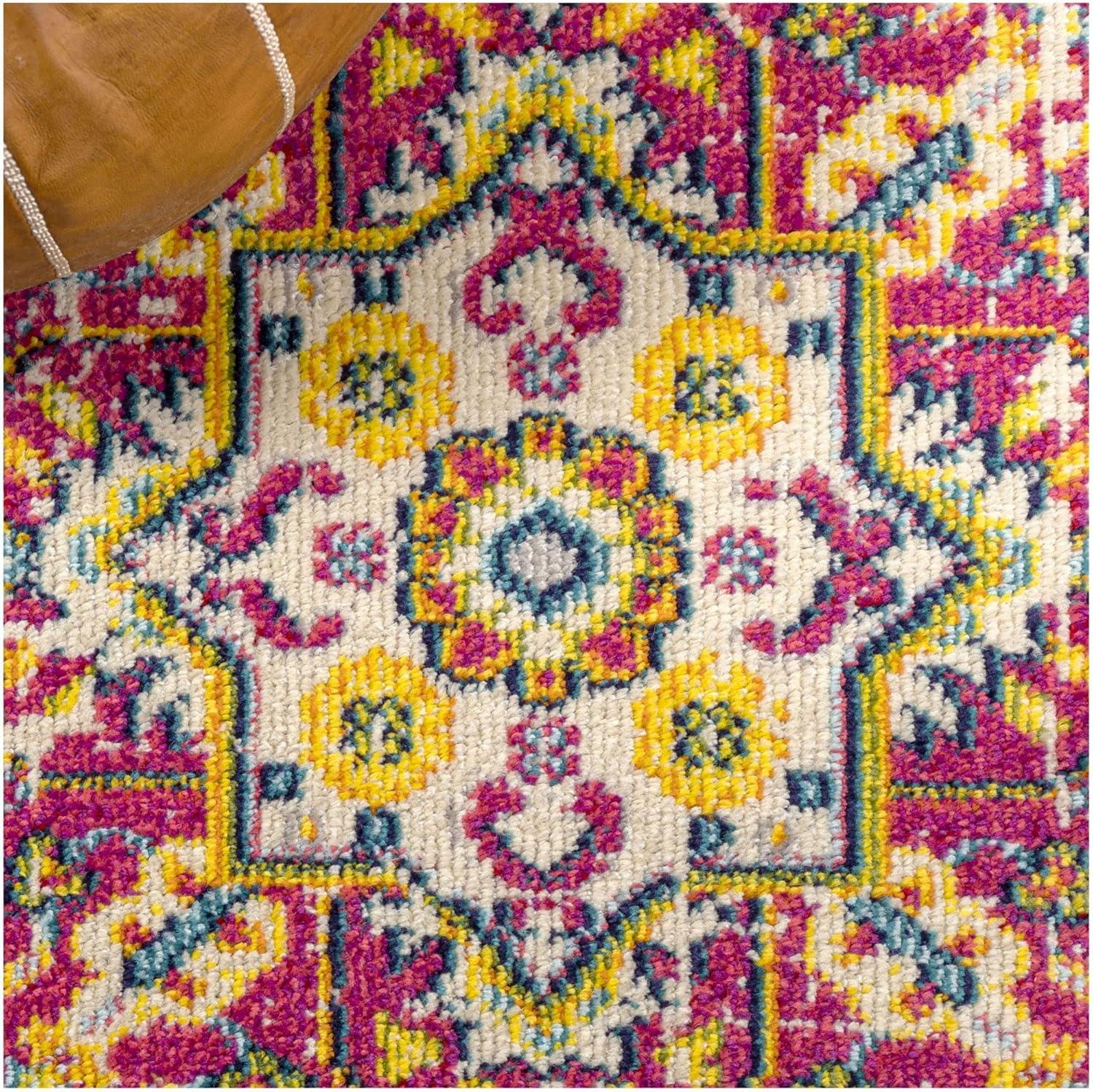 imageJONATHAN Y Brooklyn Geometric Medallion OrangeBlue Indoor Area Rug 8x10 Vintage Bohemian EasyCleaning for Living Room Bedroom Kitchen Pet Friendly NonShedding MDP207D8Beige