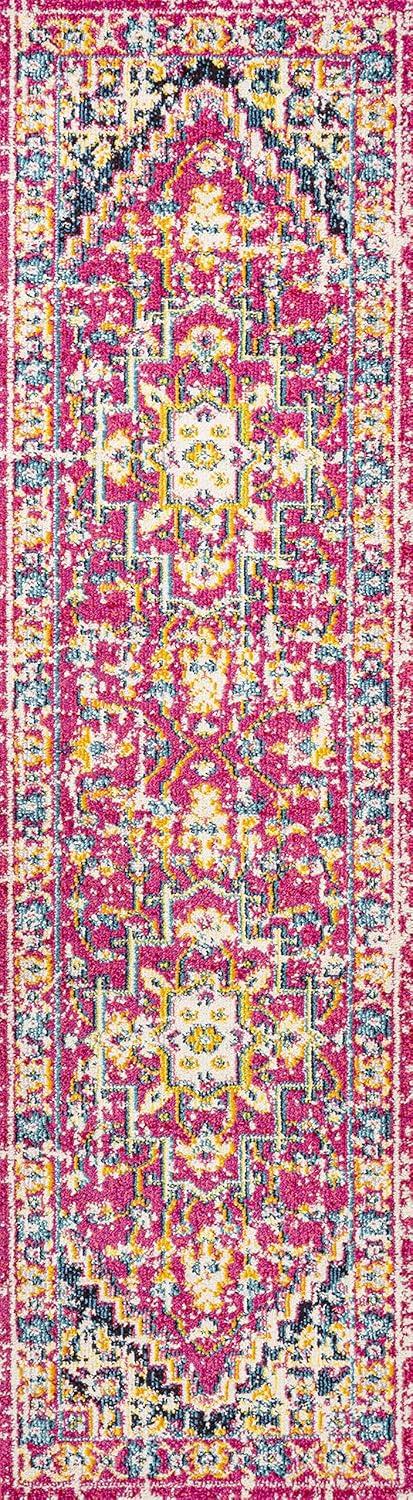 imageJONATHAN Y Brooklyn Geometric Medallion OrangeBlue Indoor Area Rug 8x10 Vintage Bohemian EasyCleaning for Living Room Bedroom Kitchen Pet Friendly NonShedding MDP207D8Red