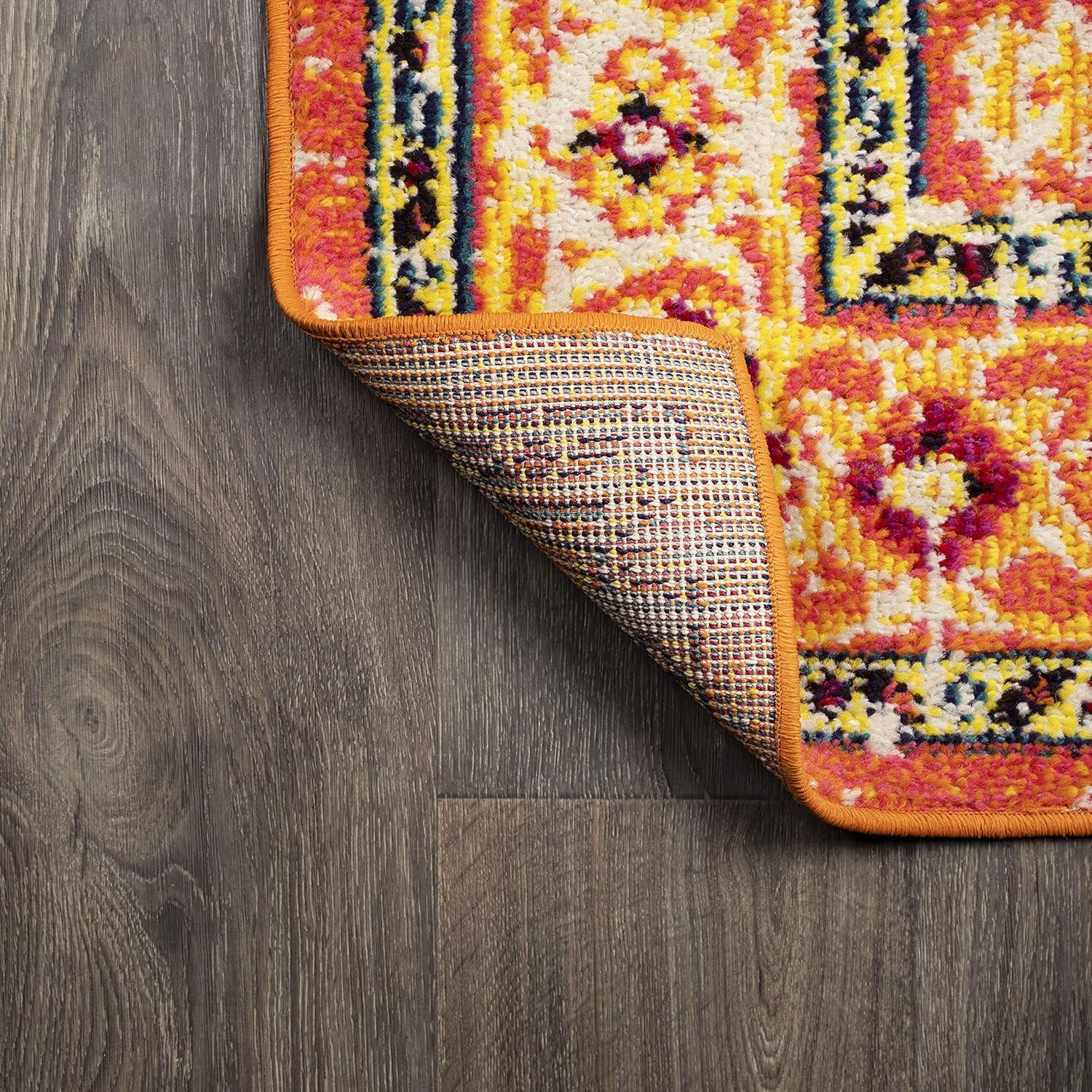 imageJONATHAN Y Brooklyn Geometric Medallion OrangeBlue Indoor Area Rug 8x10 Vintage Bohemian EasyCleaning for Living Room Bedroom Kitchen Pet Friendly NonShedding MDP207D8Orange