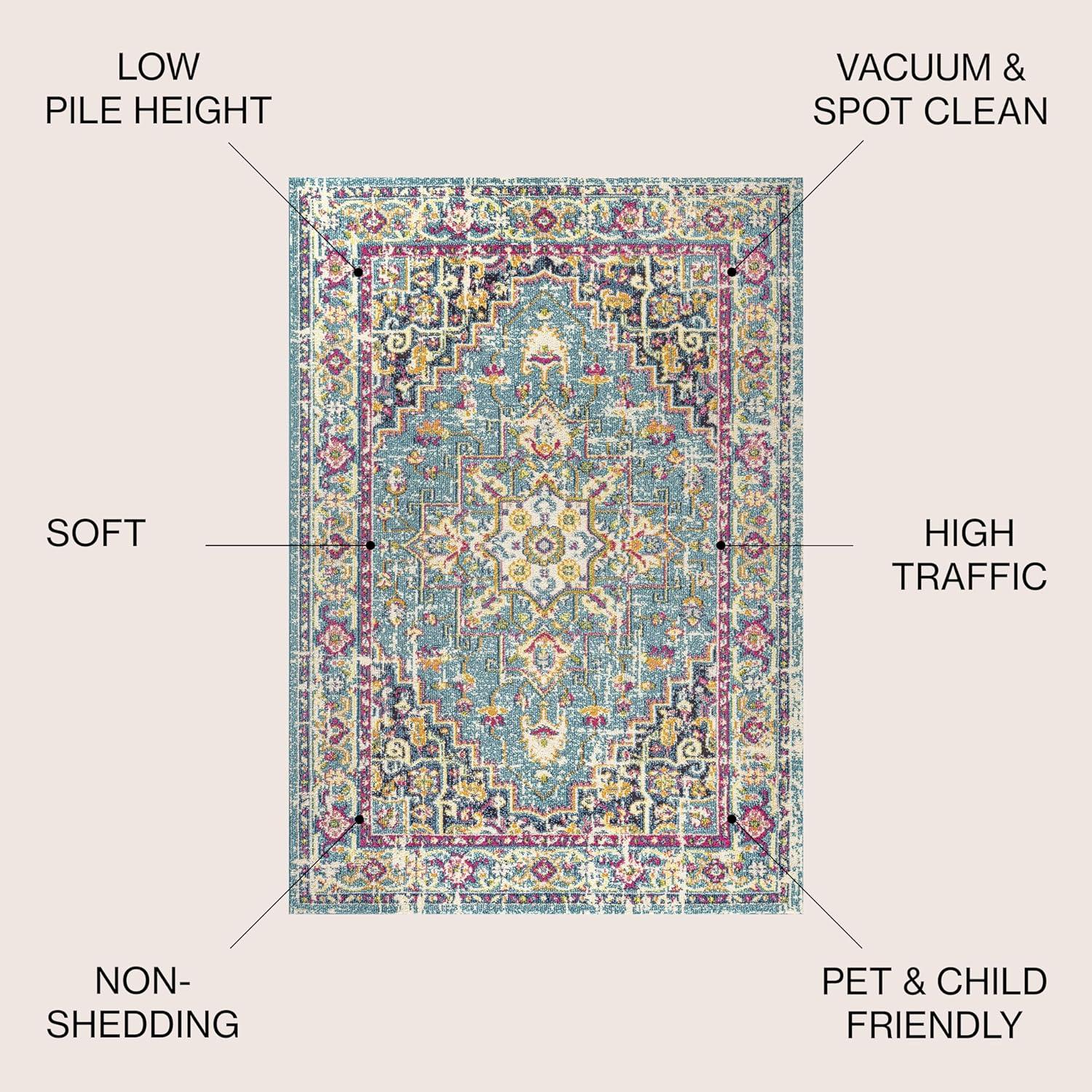 imageJONATHAN Y Brooklyn Geometric Medallion OrangeBlue Indoor Area Rug 8x10 Vintage Bohemian EasyCleaning for Living Room Bedroom Kitchen Pet Friendly NonShedding MDP207D8Blue