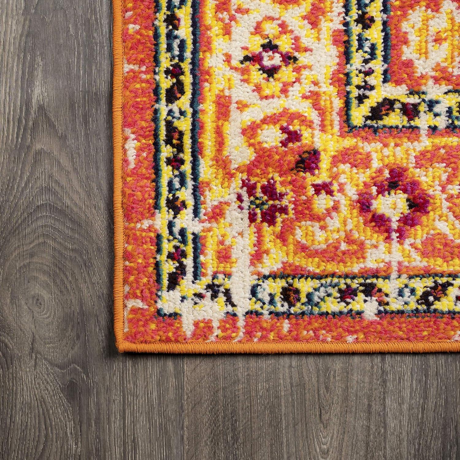 imageJONATHAN Y Brooklyn Geometric Medallion OrangeBlue Indoor Area Rug 8x10 Vintage Bohemian EasyCleaning for Living Room Bedroom Kitchen Pet Friendly NonShedding MDP207D8Orange