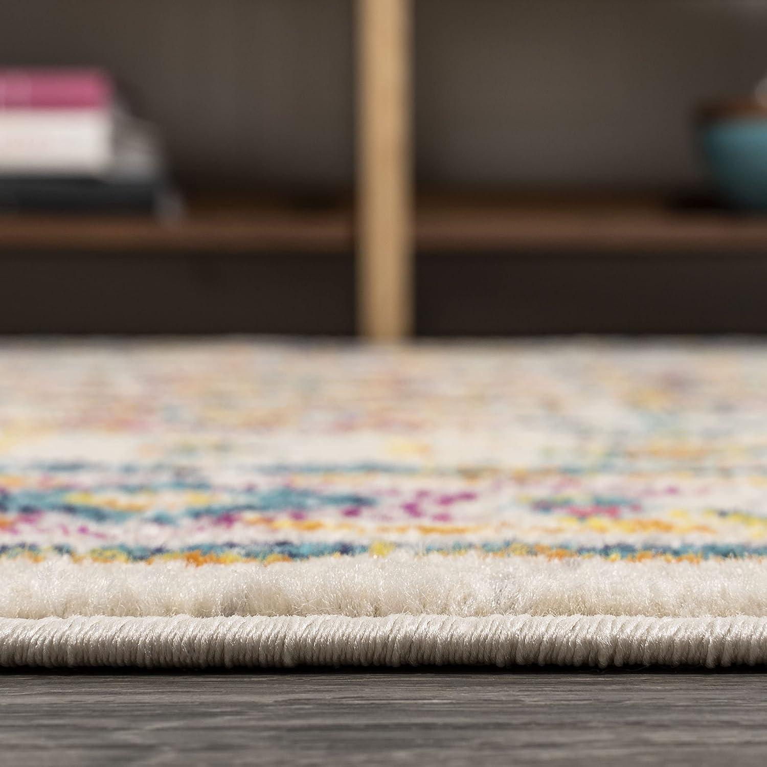 imageJONATHAN Y Brooklyn Geometric Medallion OrangeBlue Indoor Area Rug 8x10 Vintage Bohemian EasyCleaning for Living Room Bedroom Kitchen Pet Friendly NonShedding MDP207D8Beige