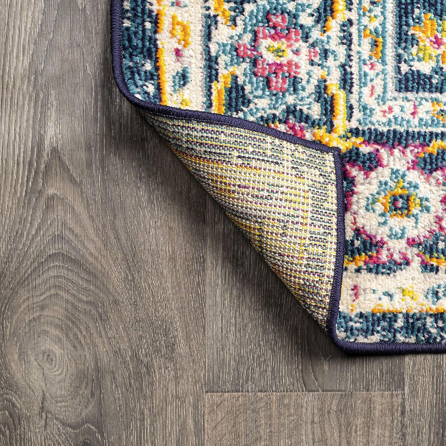 imageJONATHAN Y Brooklyn Geometric Medallion OrangeBlue Indoor Area Rug 8x10 Vintage Bohemian EasyCleaning for Living Room Bedroom Kitchen Pet Friendly NonShedding MDP207D8Navy