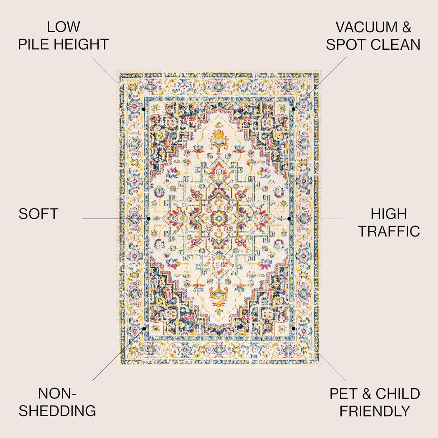 imageJONATHAN Y Brooklyn Geometric Medallion OrangeBlue Indoor Area Rug 8x10 Vintage Bohemian EasyCleaning for Living Room Bedroom Kitchen Pet Friendly NonShedding MDP207D8Beige