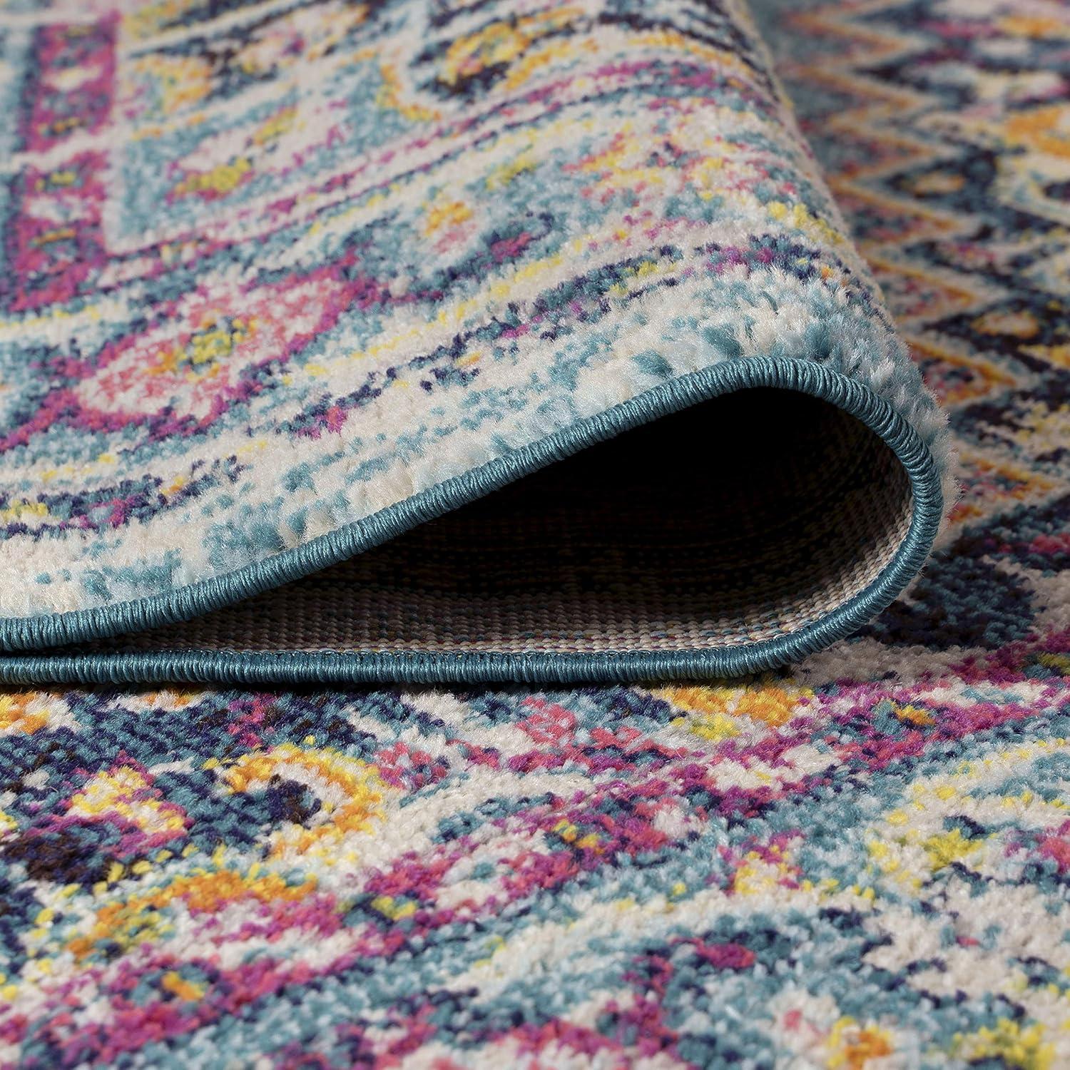 imageJONATHAN Y Brooklyn Geometric Medallion OrangeBlue Indoor Area Rug 8x10 Vintage Bohemian EasyCleaning for Living Room Bedroom Kitchen Pet Friendly NonShedding MDP207D8Blue