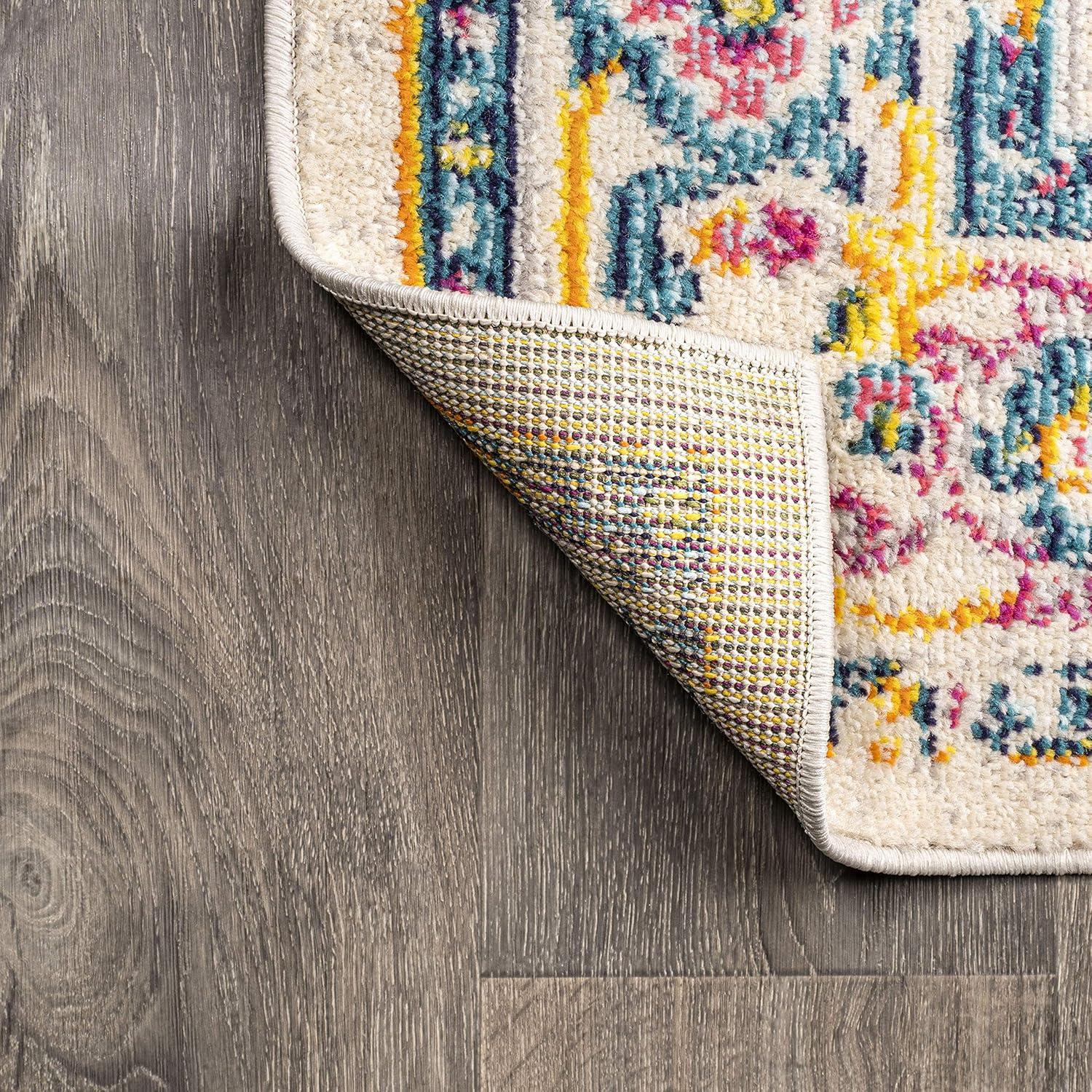 imageJONATHAN Y Brooklyn Geometric Medallion OrangeBlue Indoor Area Rug 8x10 Vintage Bohemian EasyCleaning for Living Room Bedroom Kitchen Pet Friendly NonShedding MDP207D8Beige