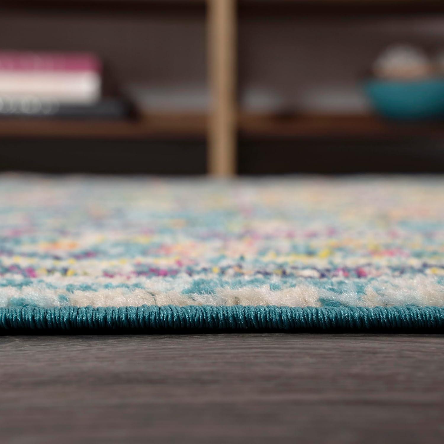 imageJONATHAN Y Brooklyn Geometric Medallion OrangeBlue Indoor Area Rug 8x10 Vintage Bohemian EasyCleaning for Living Room Bedroom Kitchen Pet Friendly NonShedding MDP207D8Blue