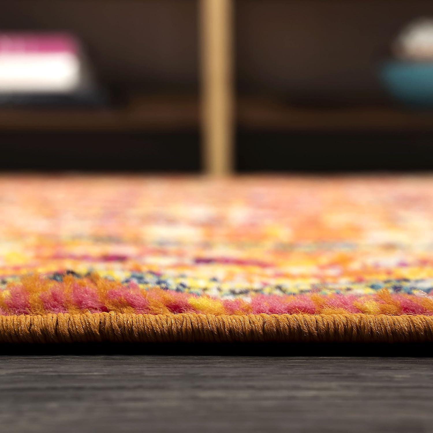 imageJONATHAN Y Brooklyn Geometric Medallion OrangeBlue Indoor Area Rug 8x10 Vintage Bohemian EasyCleaning for Living Room Bedroom Kitchen Pet Friendly NonShedding MDP207D8Orange