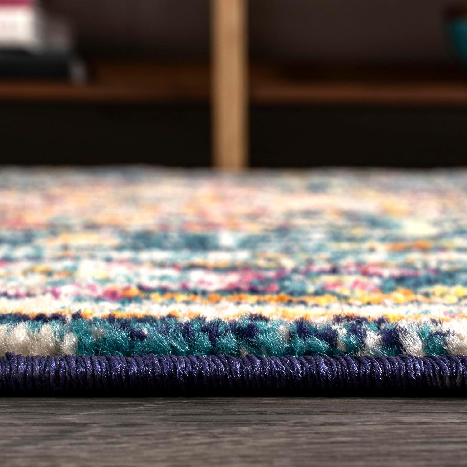 imageJONATHAN Y Brooklyn Geometric Medallion OrangeBlue Indoor Area Rug 8x10 Vintage Bohemian EasyCleaning for Living Room Bedroom Kitchen Pet Friendly NonShedding MDP207D8Navy