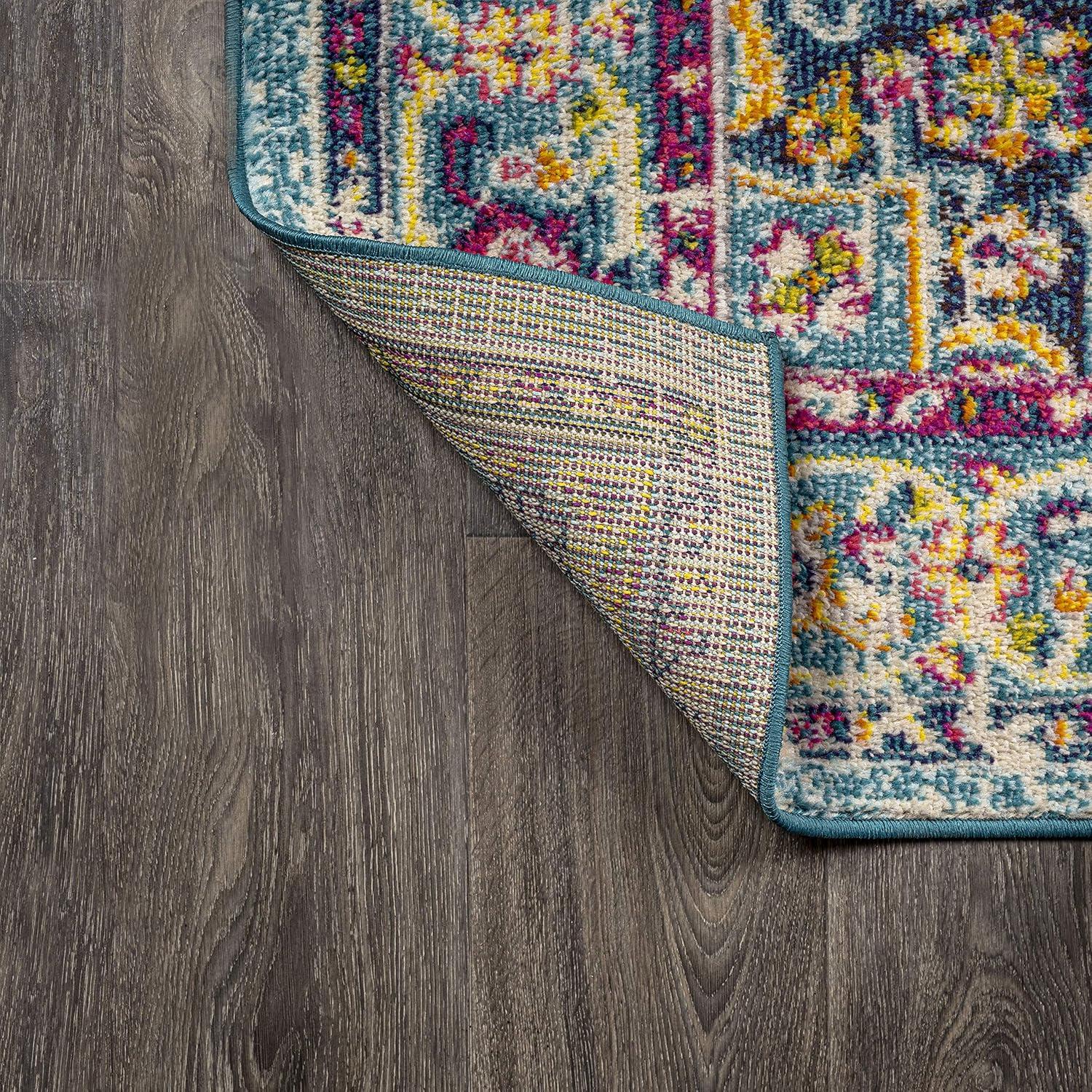 imageJONATHAN Y Brooklyn Geometric Medallion OrangeBlue Indoor Area Rug 8x10 Vintage Bohemian EasyCleaning for Living Room Bedroom Kitchen Pet Friendly NonShedding MDP207D8Blue