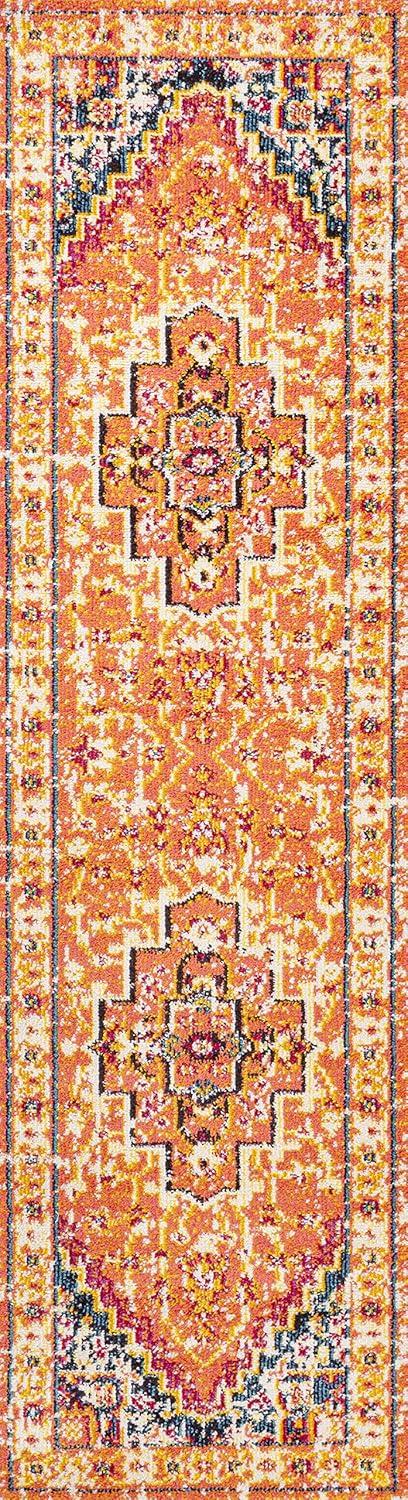 imageJONATHAN Y Brooklyn Geometric Medallion OrangeBlue Indoor Area Rug 8x10 Vintage Bohemian EasyCleaning for Living Room Bedroom Kitchen Pet Friendly NonShedding MDP207D8Orange
