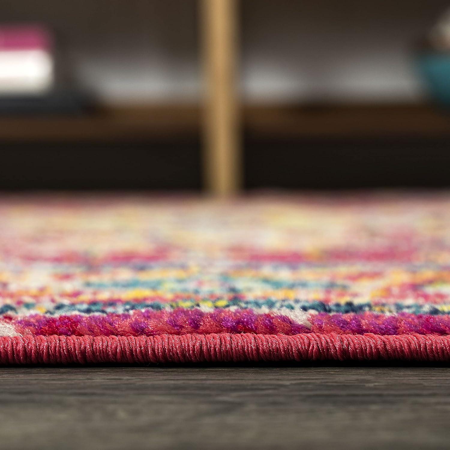 imageJONATHAN Y Brooklyn Geometric Medallion OrangeBlue Indoor Area Rug 8x10 Vintage Bohemian EasyCleaning for Living Room Bedroom Kitchen Pet Friendly NonShedding MDP207D8Red