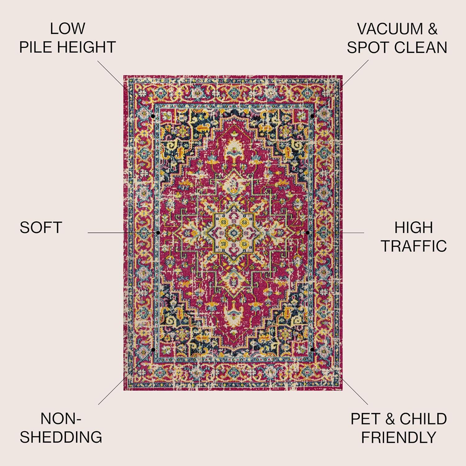 imageJONATHAN Y Brooklyn Geometric Medallion OrangeBlue Indoor Area Rug 8x10 Vintage Bohemian EasyCleaning for Living Room Bedroom Kitchen Pet Friendly NonShedding MDP207D8Red