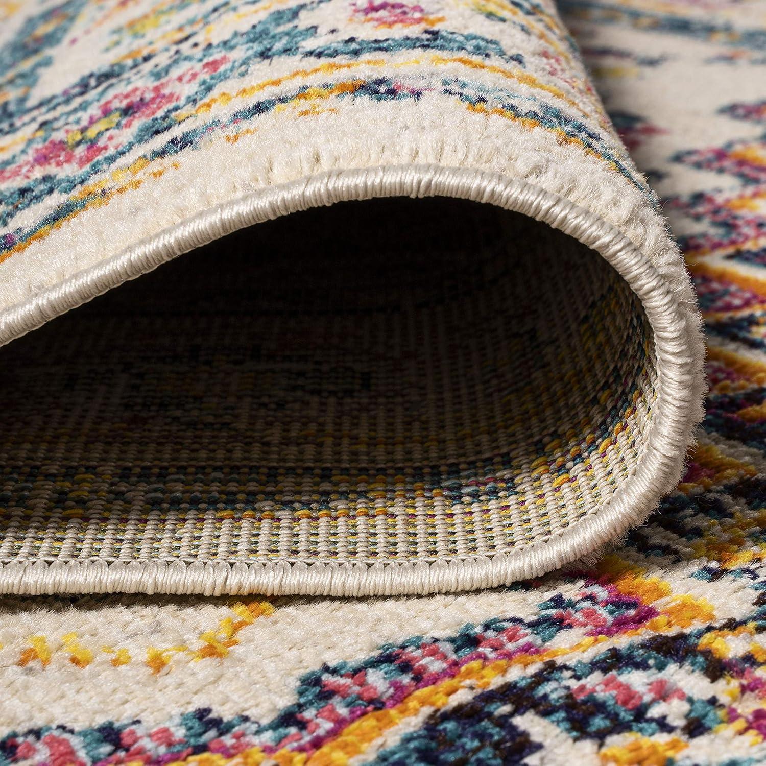 imageJONATHAN Y Brooklyn Geometric Medallion OrangeBlue Indoor Area Rug 8x10 Vintage Bohemian EasyCleaning for Living Room Bedroom Kitchen Pet Friendly NonShedding MDP207D8Beige