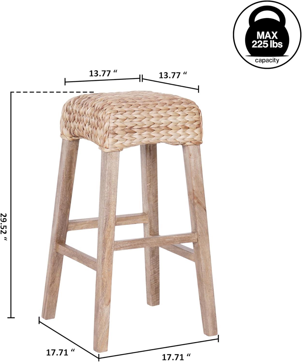 imageJONATHAN Y CSL1101A Maui 255quot Rustic Bohemian HyacinthWood Backless Counter Stool for Home Kitchen Dining Room Workspaces Cafes and Resturants Brown Wash Woven Seat with Natural Wood FrameNatural