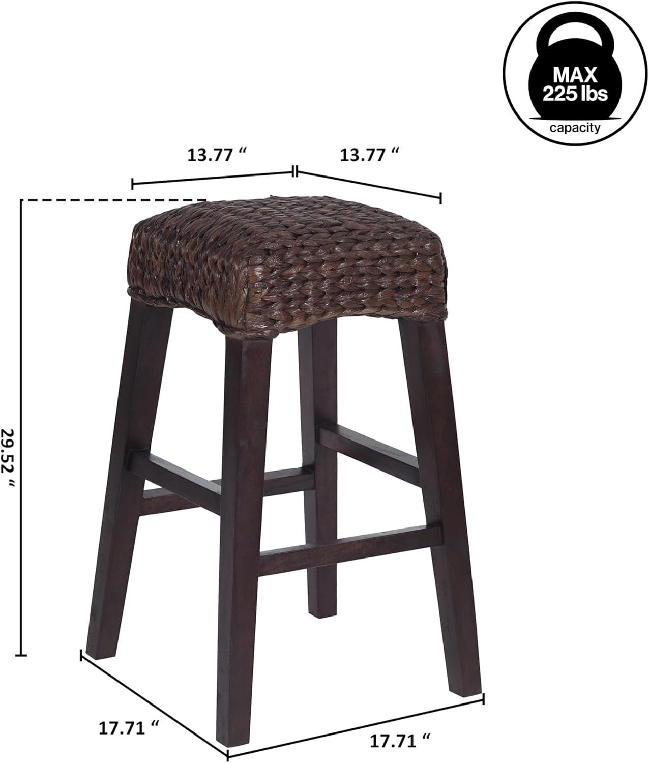 imageJONATHAN Y CSL1101A Maui 255quot Rustic Bohemian HyacinthWood Backless Counter Stool for Home Kitchen Dining Room Workspaces Cafes and Resturants Brown Wash Woven Seat with Natural Wood FrameDark Brown