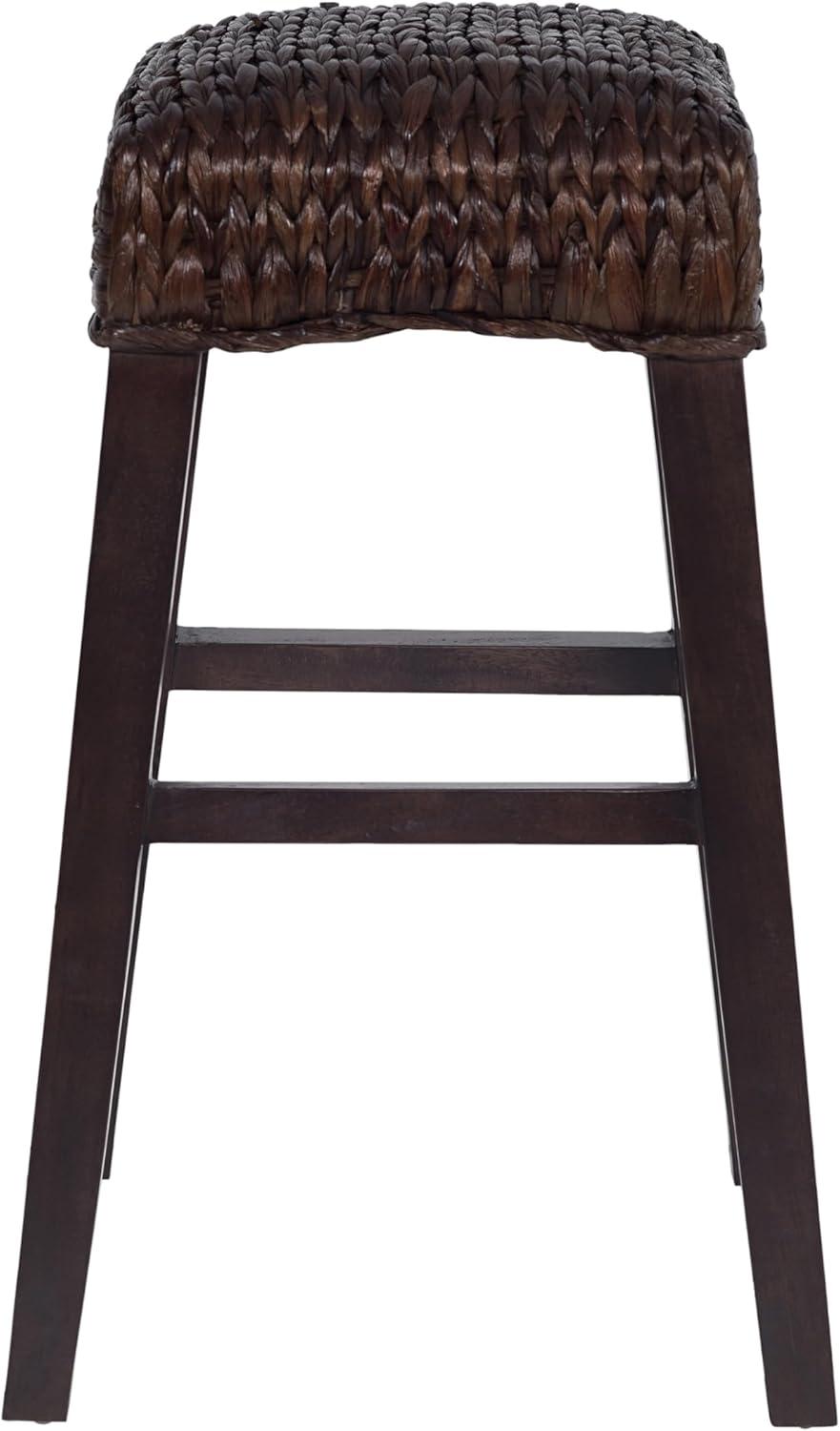 imageJONATHAN Y CSL1101A Maui 255quot Rustic Bohemian HyacinthWood Backless Counter Stool for Home Kitchen Dining Room Workspaces Cafes and Resturants Brown Wash Woven Seat with Natural Wood FrameDark Brown