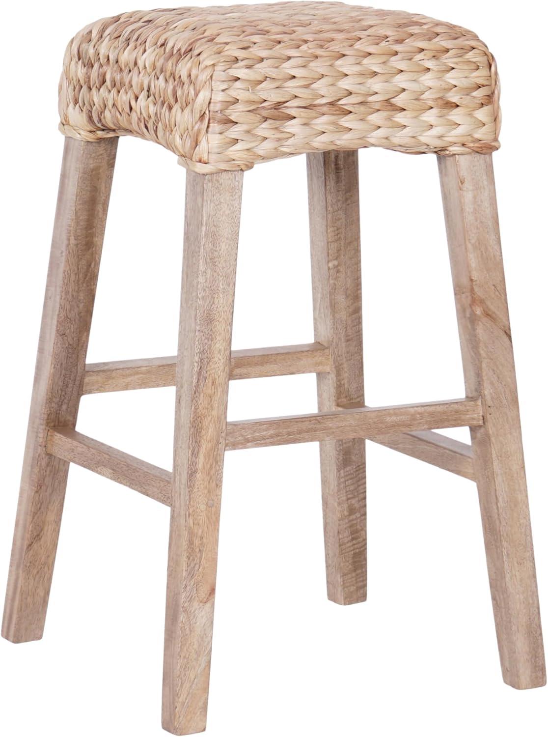 imageJONATHAN Y CSL1101A Maui 255quot Rustic Bohemian HyacinthWood Backless Counter Stool for Home Kitchen Dining Room Workspaces Cafes and Resturants Brown Wash Woven Seat with Natural Wood FrameNatural