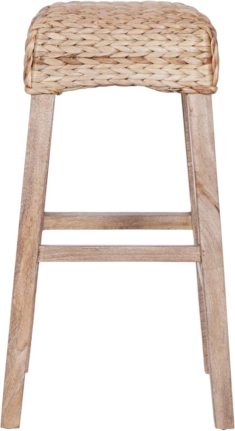 imageJONATHAN Y CSL1101A Maui 255quot Rustic Bohemian HyacinthWood Backless Counter Stool for Home Kitchen Dining Room Workspaces Cafes and Resturants Brown Wash Woven Seat with Natural Wood FrameNatural
