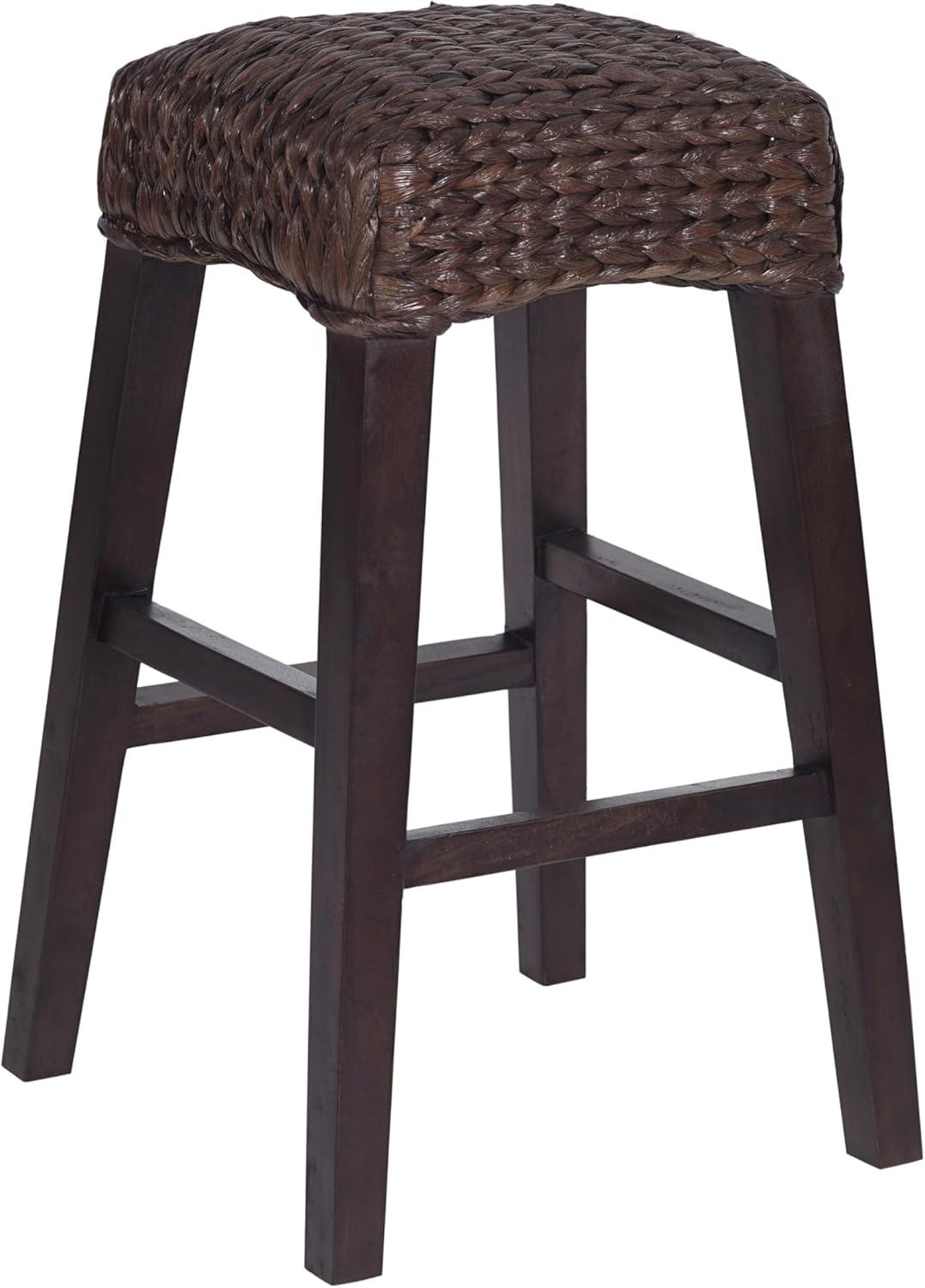 imageJONATHAN Y CSL1101A Maui 255quot Rustic Bohemian HyacinthWood Backless Counter Stool for Home Kitchen Dining Room Workspaces Cafes and Resturants Brown Wash Woven Seat with Natural Wood FrameDark Brown
