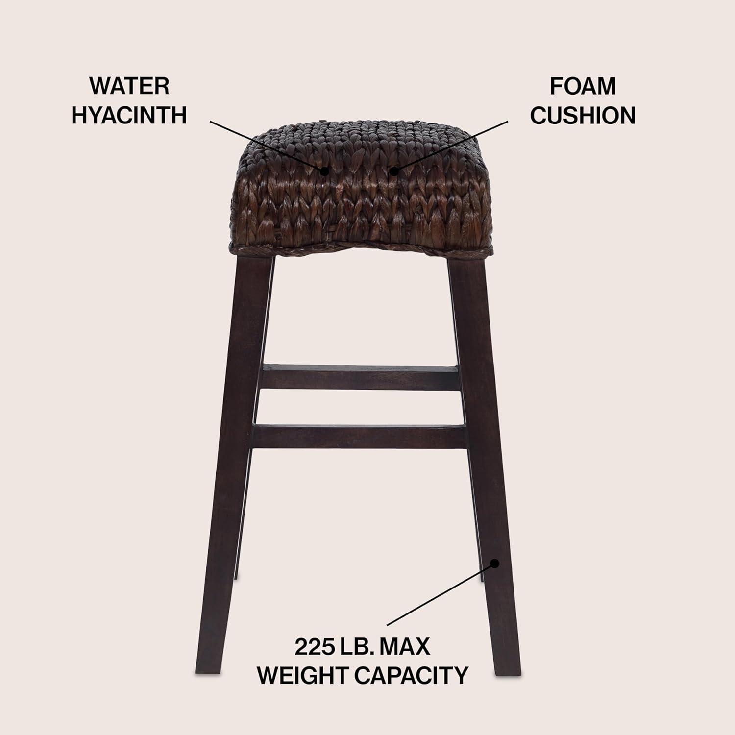 imageJONATHAN Y CSL1101A Maui 255quot Rustic Bohemian HyacinthWood Backless Counter Stool for Home Kitchen Dining Room Workspaces Cafes and Resturants Brown Wash Woven Seat with Natural Wood FrameDark Brown