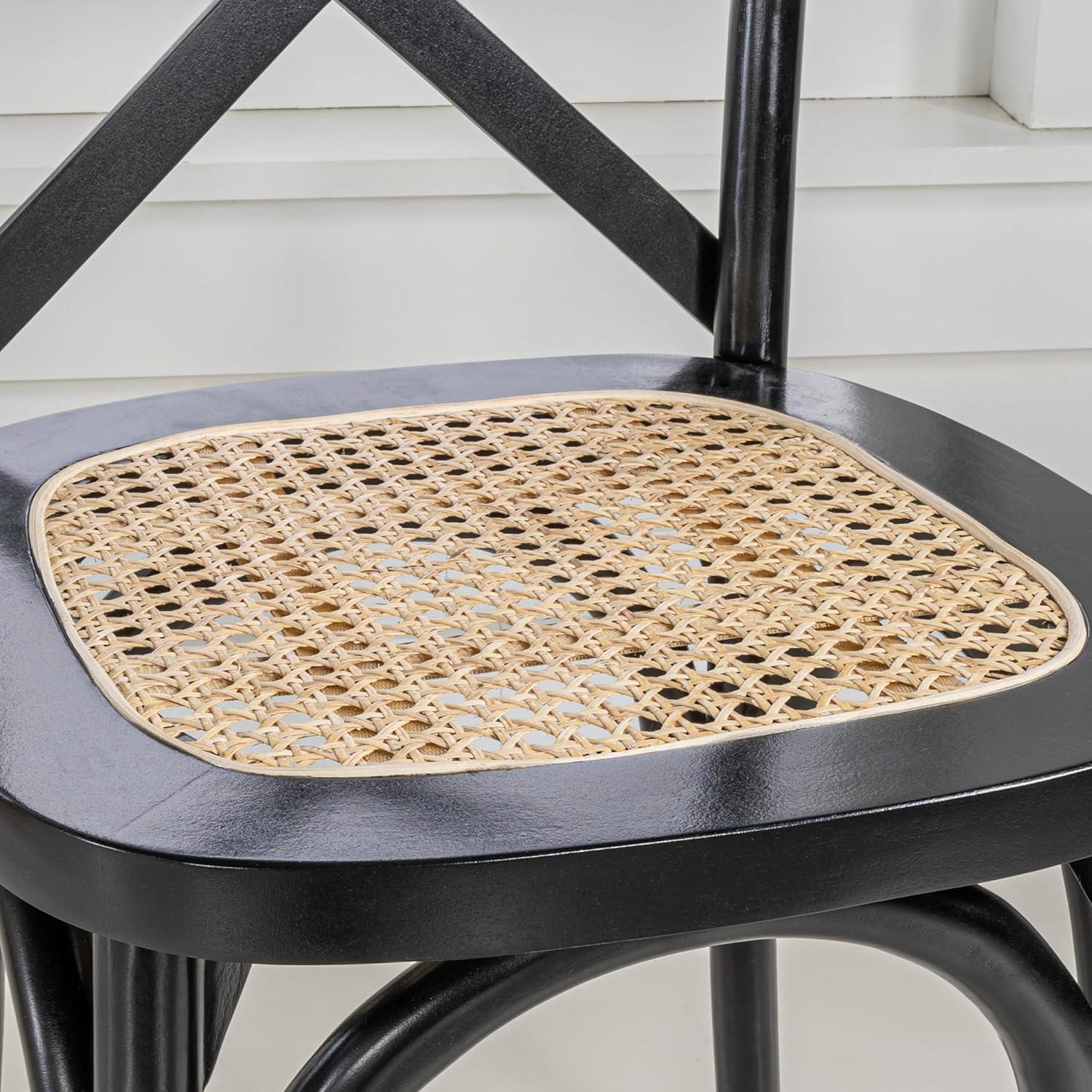 imageJONATHAN Y DNG1001DSET2 Cassis Classic Traditional XBack Wood Rattan Dining Chair French Country Cottage Vintage Farmhouse Shabby Chic BlackNatural Set of 2BlackNatural