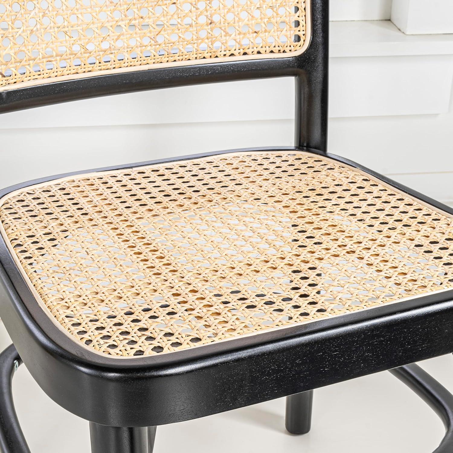 imageJONATHAN Y DNG1002ASET2 Colmar MidCentury Vintage Wood Rattan Dining Chair MidCentury Traditional Modern Scandinavian Bohemian Classic Natural Set of 2BlackNatural