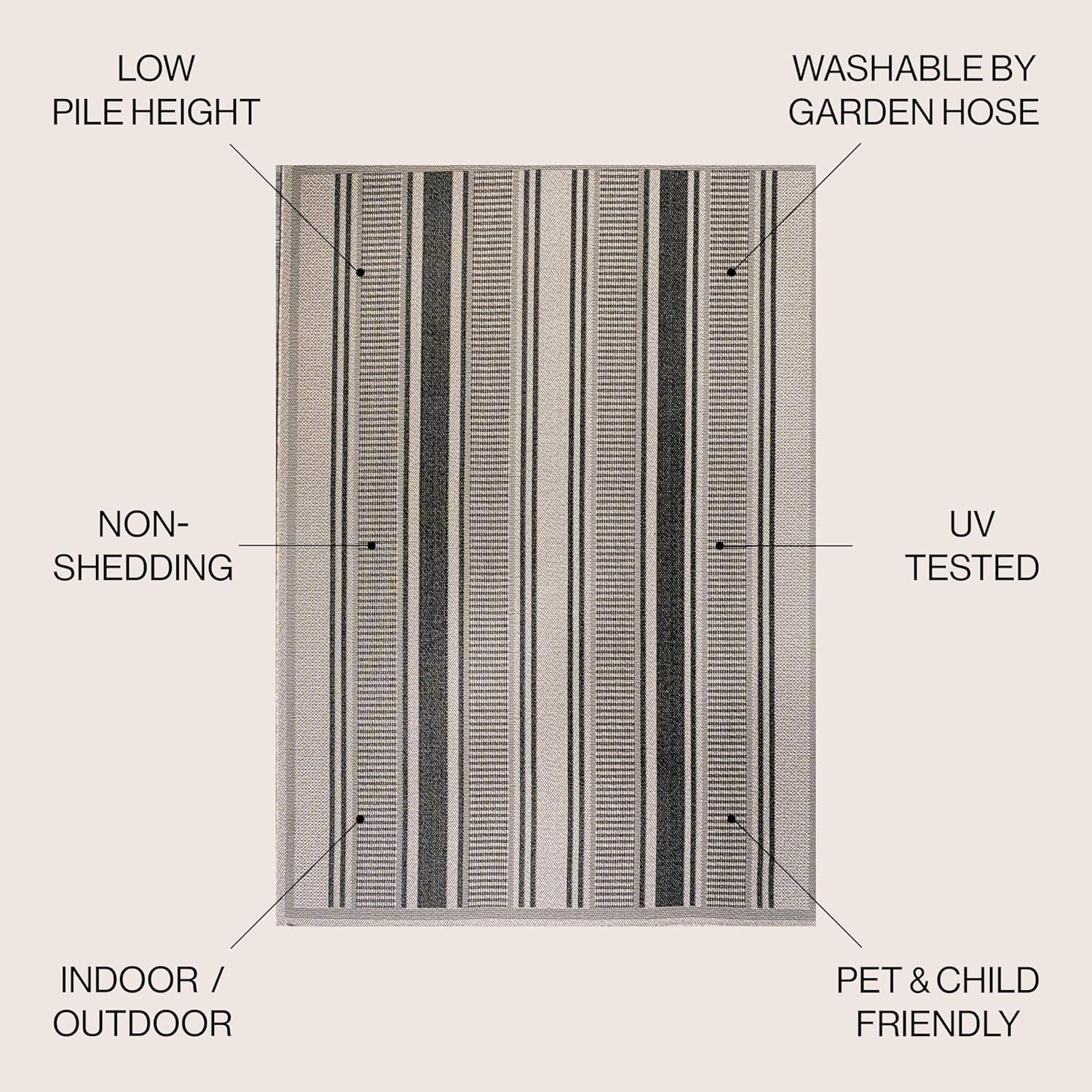 imageJONATHAN Y Double Stripe Indoor Outdoor Area Rug 8X10 OrangeCream Haynes Modern for Backyard Patio Porch EasyCleaning High Traffic PetFriendly NonShedding SMB202C8BlackBeige