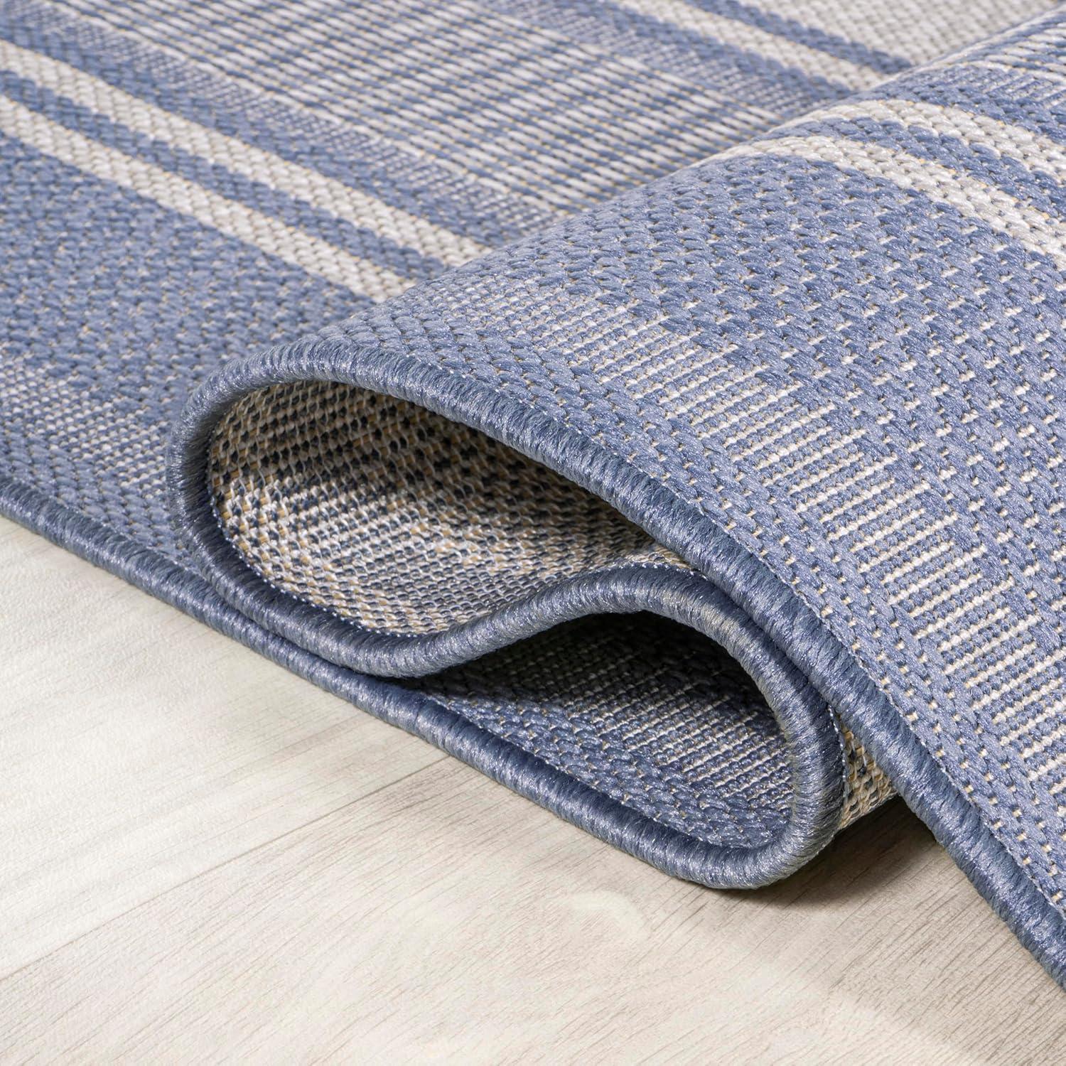 imageJONATHAN Y Double Stripe Indoor Outdoor Area Rug 8X10 OrangeCream Haynes Modern for Backyard Patio Porch EasyCleaning High Traffic PetFriendly NonShedding SMB202C8BlueLight Gray