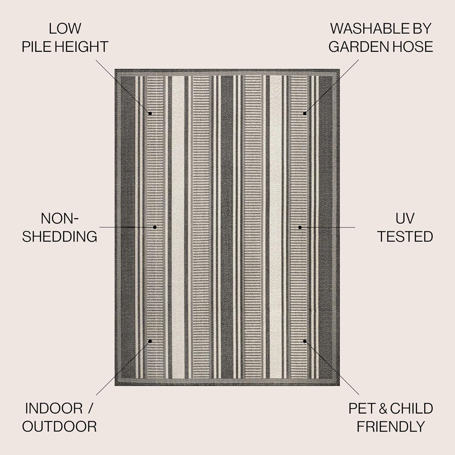 imageJONATHAN Y Double Stripe Indoor Outdoor Area Rug 8X10 OrangeCream Haynes Modern for Backyard Patio Porch EasyCleaning High Traffic PetFriendly NonShedding SMB202C8BlackCream