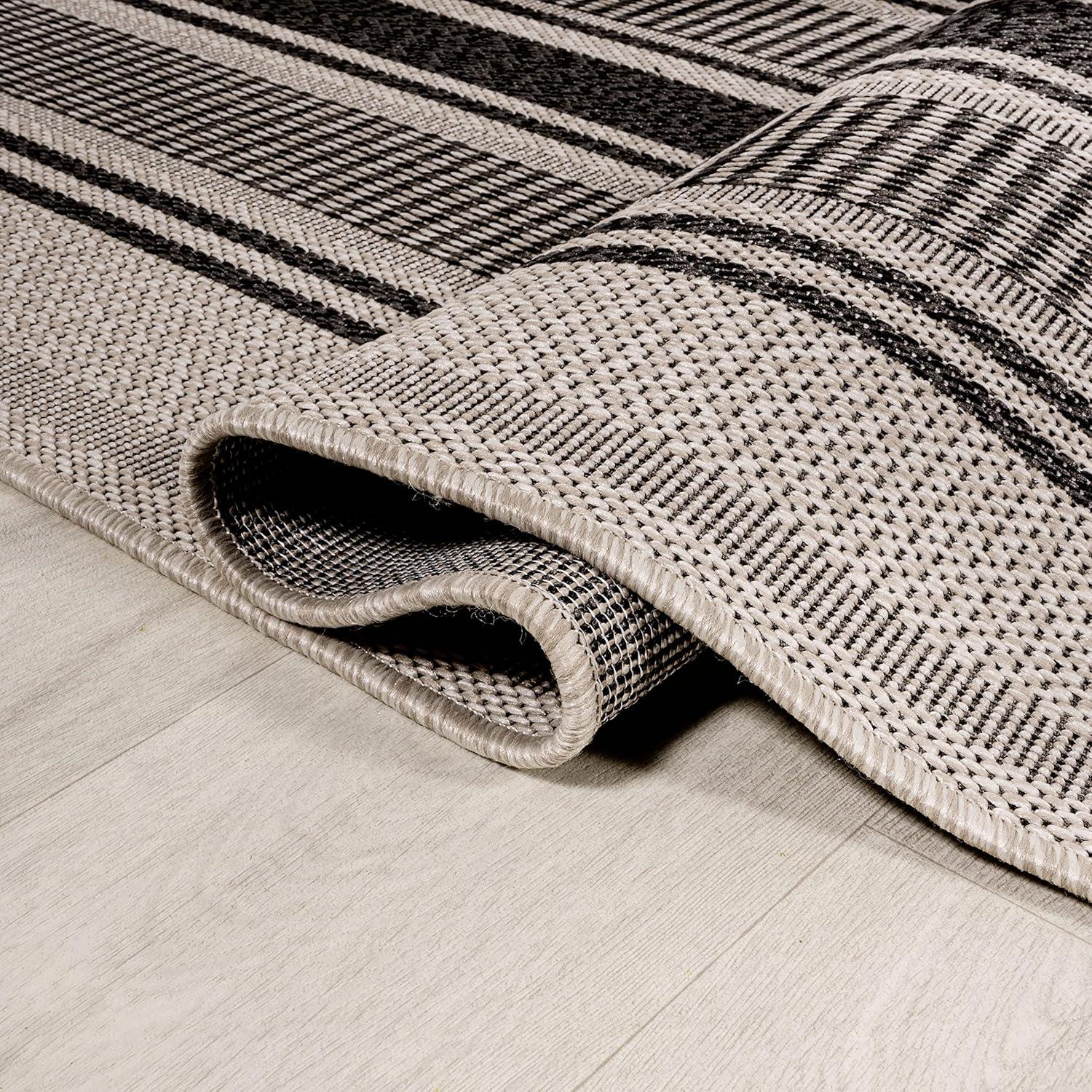 imageJONATHAN Y Double Stripe Indoor Outdoor Area Rug 8X10 OrangeCream Haynes Modern for Backyard Patio Porch EasyCleaning High Traffic PetFriendly NonShedding SMB202C8BlackBeige