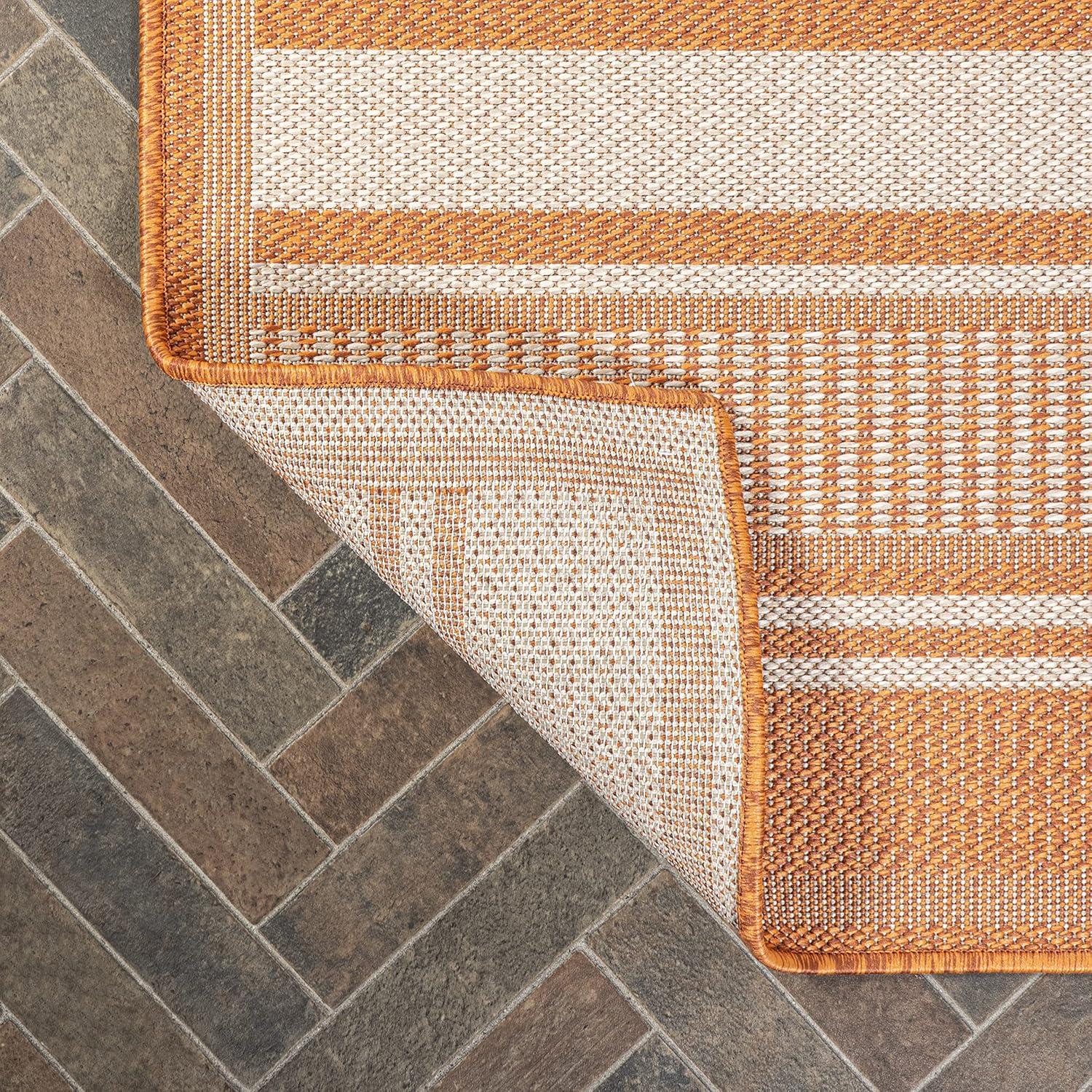 imageJONATHAN Y Double Stripe Indoor Outdoor Area Rug 8X10 OrangeCream Haynes Modern for Backyard Patio Porch EasyCleaning High Traffic PetFriendly NonShedding SMB202C8OrangeCream