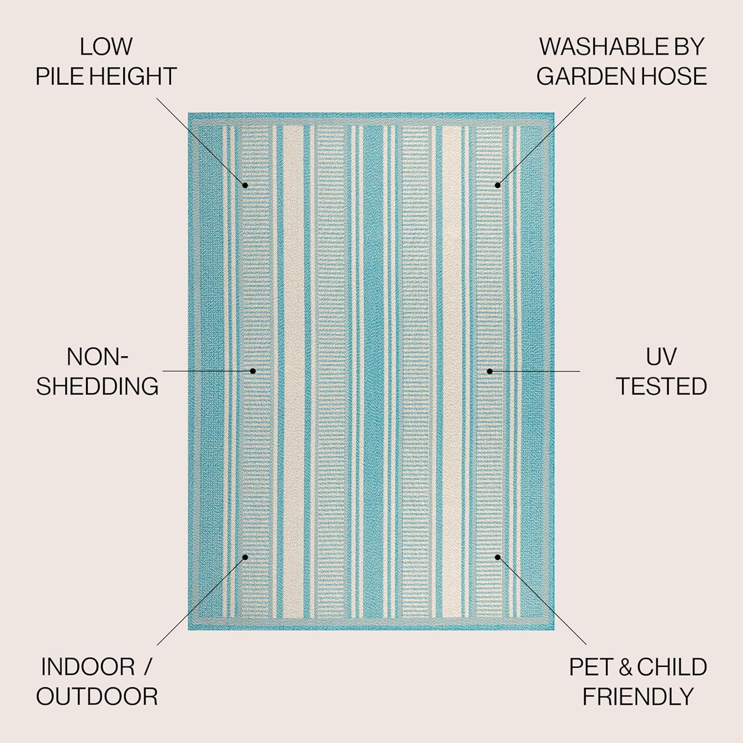 imageJONATHAN Y Double Stripe Indoor Outdoor Area Rug 8X10 OrangeCream Haynes Modern for Backyard Patio Porch EasyCleaning High Traffic PetFriendly NonShedding SMB202C8AquaBeige