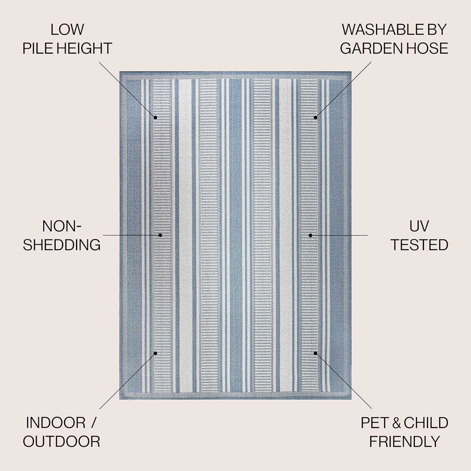 imageJONATHAN Y Double Stripe Indoor Outdoor Area Rug 8X10 OrangeCream Haynes Modern for Backyard Patio Porch EasyCleaning High Traffic PetFriendly NonShedding SMB202C8BlueLight Gray