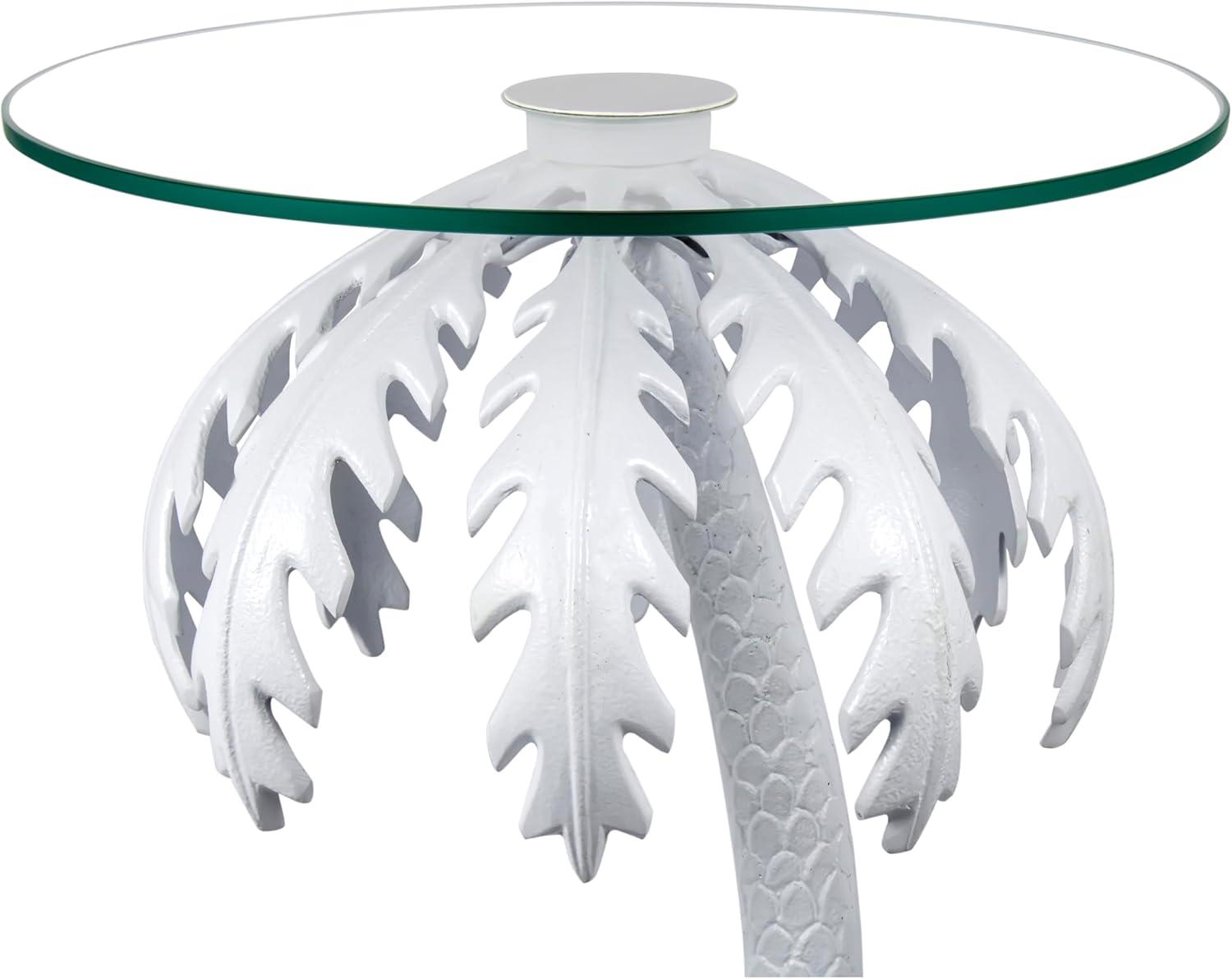 imageJONATHAN Y END1000A Vince 2475quot MidCentury Vintage Glass Top Metal Palm Tree End Table White Drink Table for Living Room Bedroom Office Bathroom