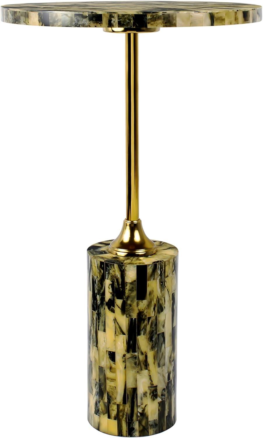 imageJONATHAN Y END1001A Hedda 235quot Contemporary Glam MetalResin Faux Stone Round End Table YellowBlack Drink Table for Living Room Bedroom Office Bathroom