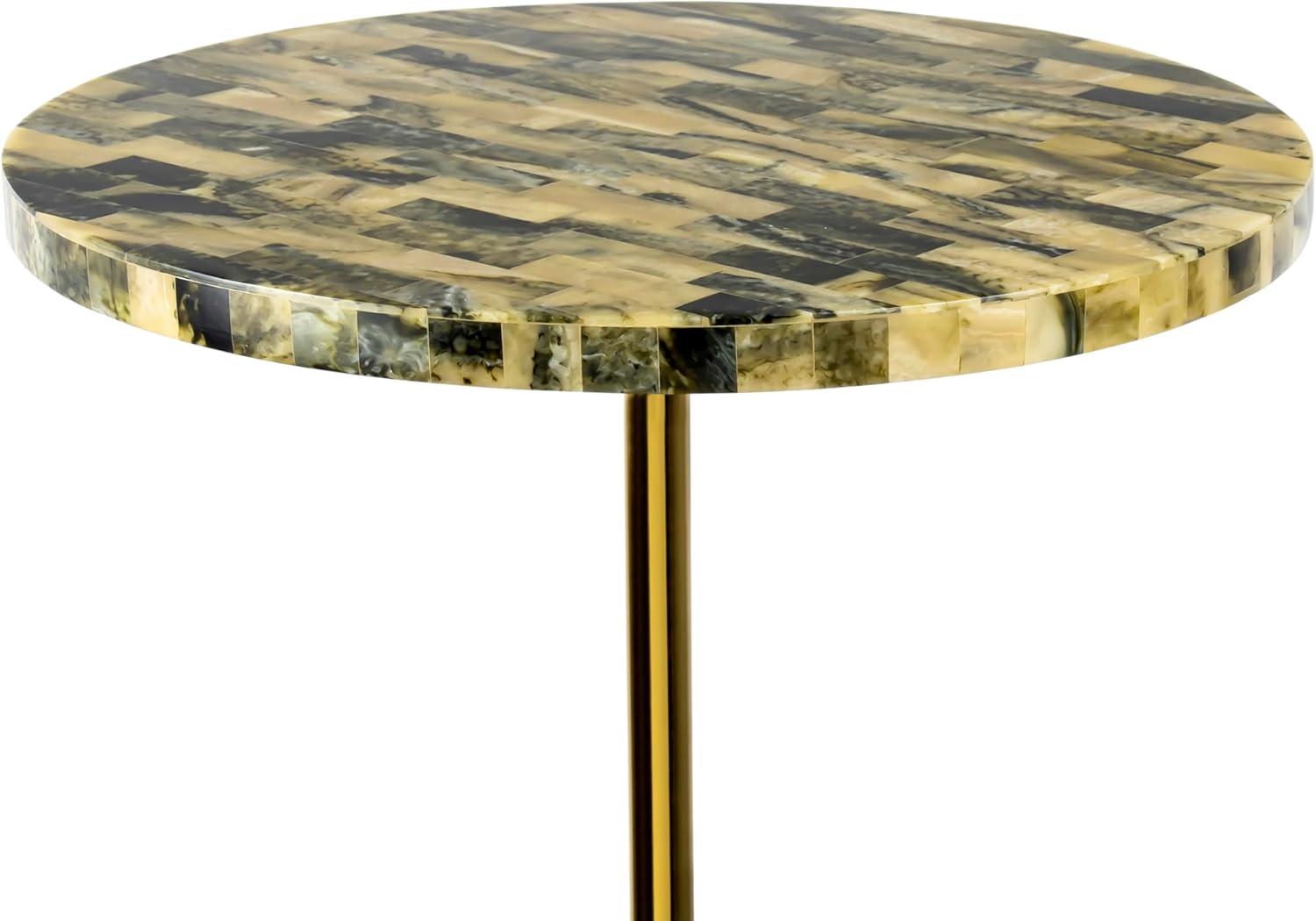 imageJONATHAN Y END1001A Hedda 235quot Contemporary Glam MetalResin Faux Stone Round End Table YellowBlack Drink Table for Living Room Bedroom Office Bathroom