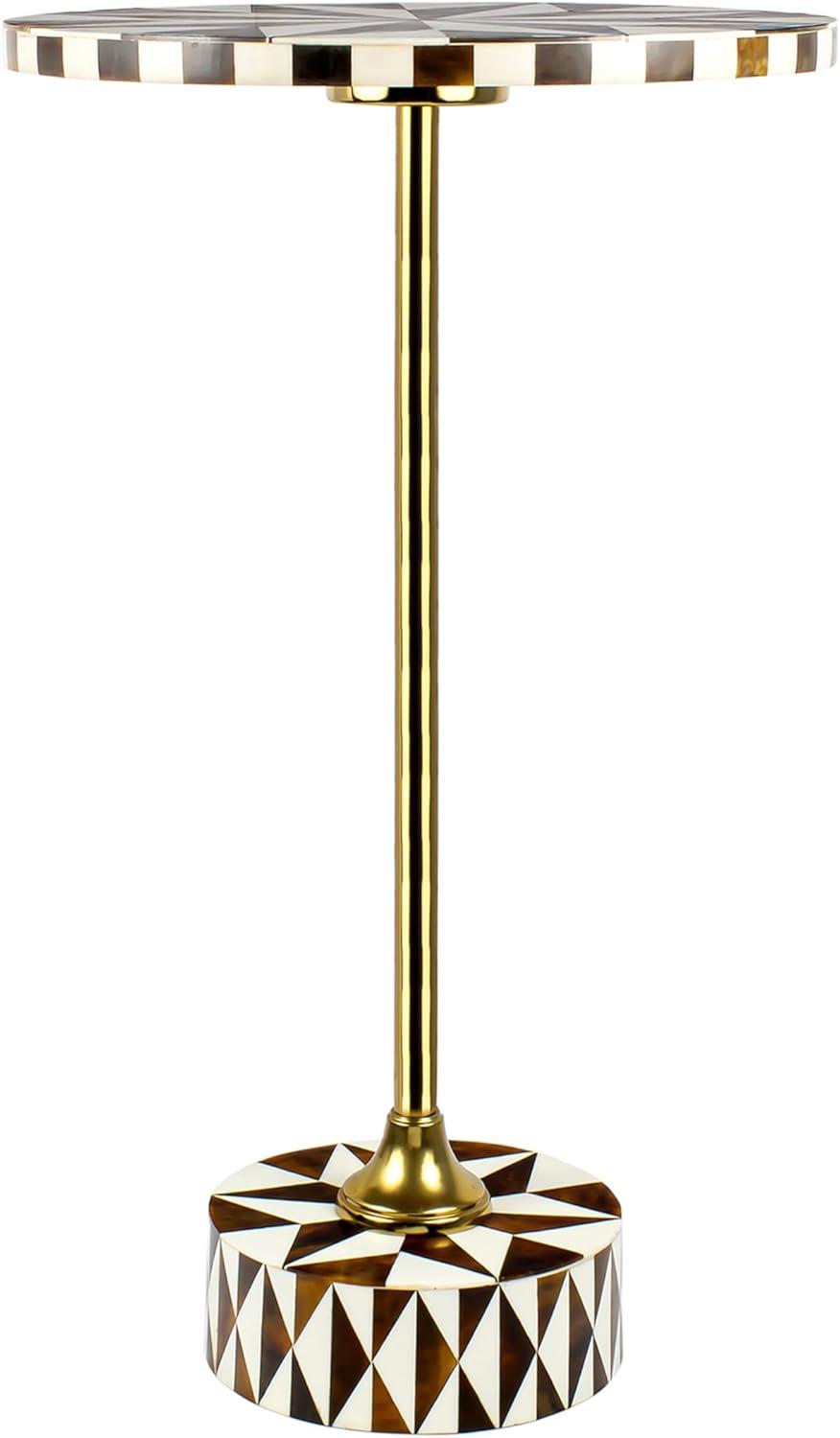 imageJONATHAN Y END1004A Calix 235quot Contemporary Minimalist MetalResin Round End Table Light BrownWhite Drink Table for Living Room Bedroom Office BathroomDark BrownWhiteGold