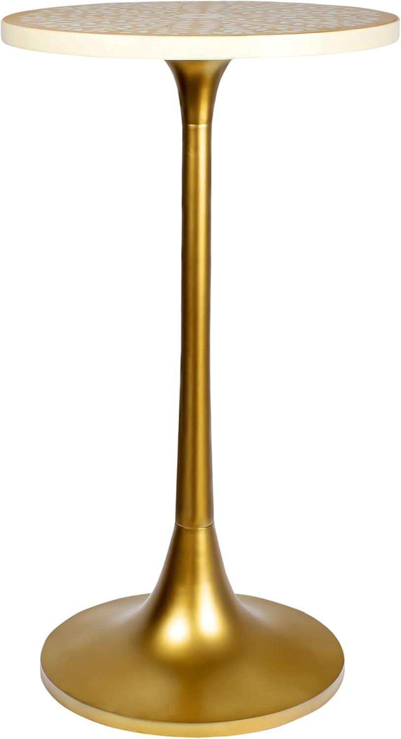 imageJONATHAN Y END1007B Nysha 25quot Modern Bohemian MetalResin Inlay Top End Table PurpleWhite Drink Table for Living Room Bedroom Office BathroomAlmondWhiteGold