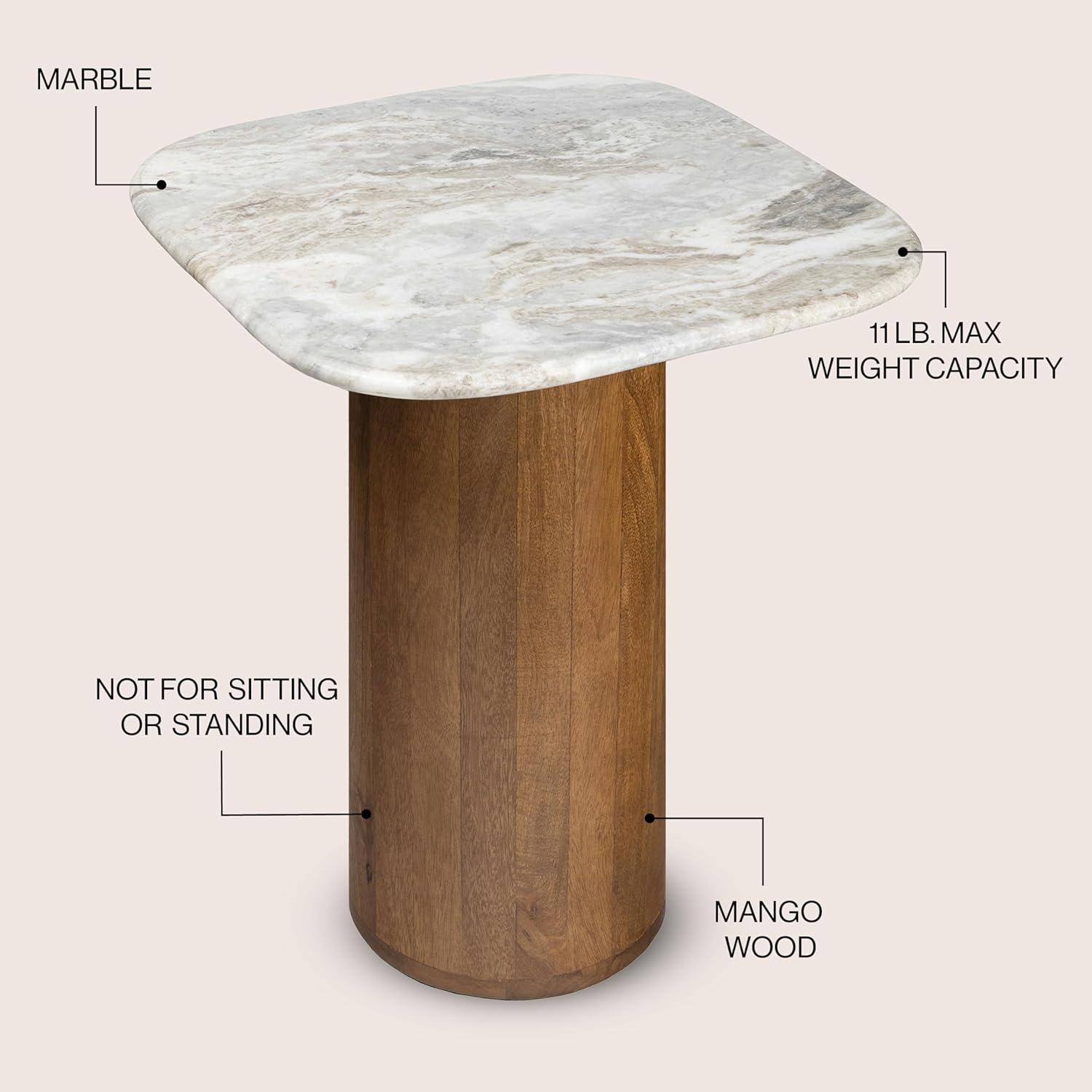 imageJONATHAN Y END5003A Kaito 18quot Rustic Minimalist Round MarbleWood Accent Table Side Table End Table for Living Room Bedroom White MarbleWalnut WoodWhite MarbleHoney Wood