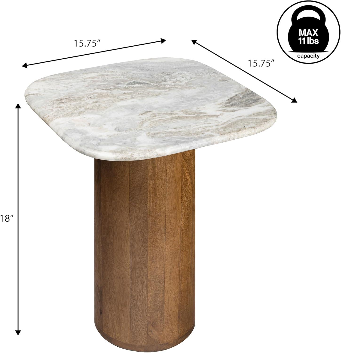 imageJONATHAN Y END5003A Kaito 18quot Rustic Minimalist Round MarbleWood Accent Table Side Table End Table for Living Room Bedroom White MarbleWalnut WoodWhite MarbleHoney Wood