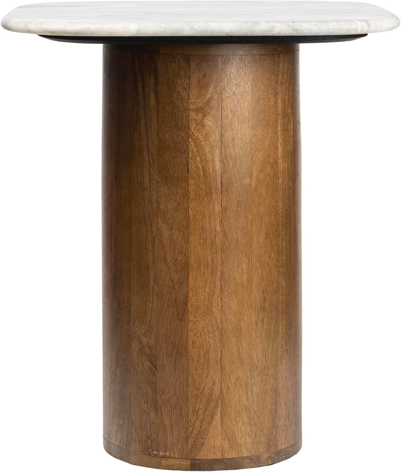 imageJONATHAN Y END5003A Kaito 18quot Rustic Minimalist Round MarbleWood Accent Table Side Table End Table for Living Room Bedroom White MarbleWalnut WoodWhite MarbleHoney Wood