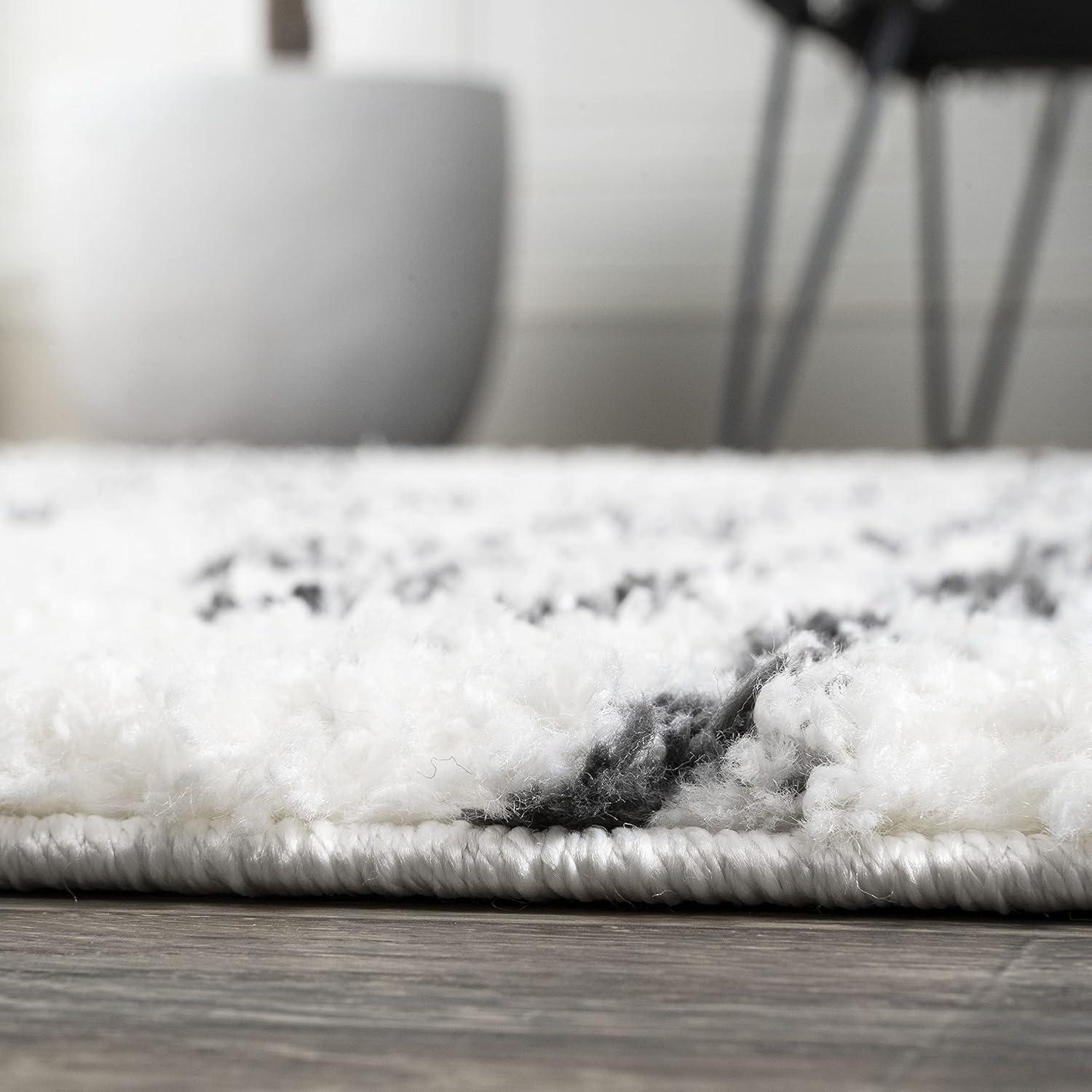 imageJONATHAN Y Elm Diamond Stripe Shag WhiteGray Indoor Area Rug 8x10 Geometric Bohemian Contemporary EasyCleaning for Living Room Bedroom Kitchen Pet Friendly NonShedding MOH408A8WhiteGray