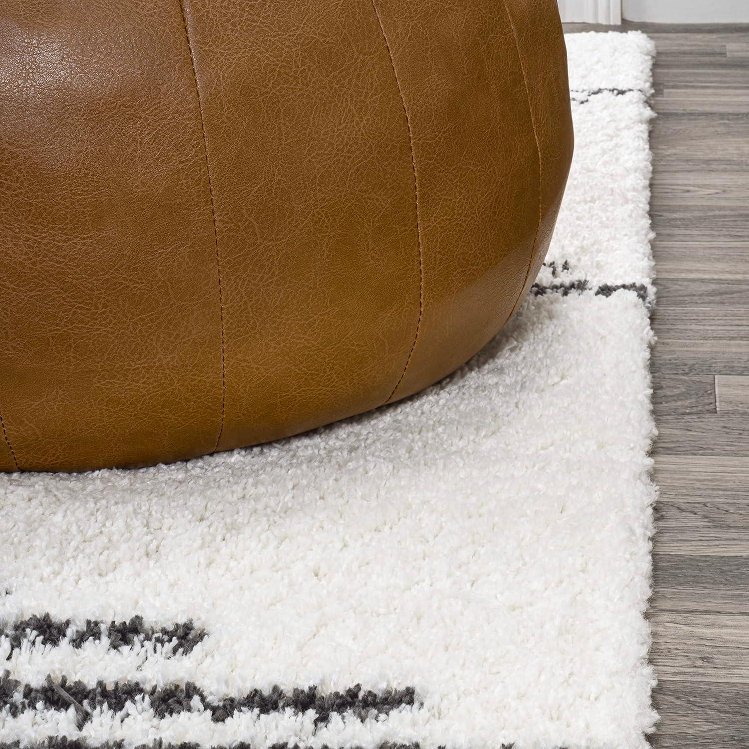 imageJONATHAN Y Elm Diamond Stripe Shag WhiteGray Indoor Area Rug 8x10 Geometric Bohemian Contemporary EasyCleaning for Living Room Bedroom Kitchen Pet Friendly NonShedding MOH408A8WhiteGray