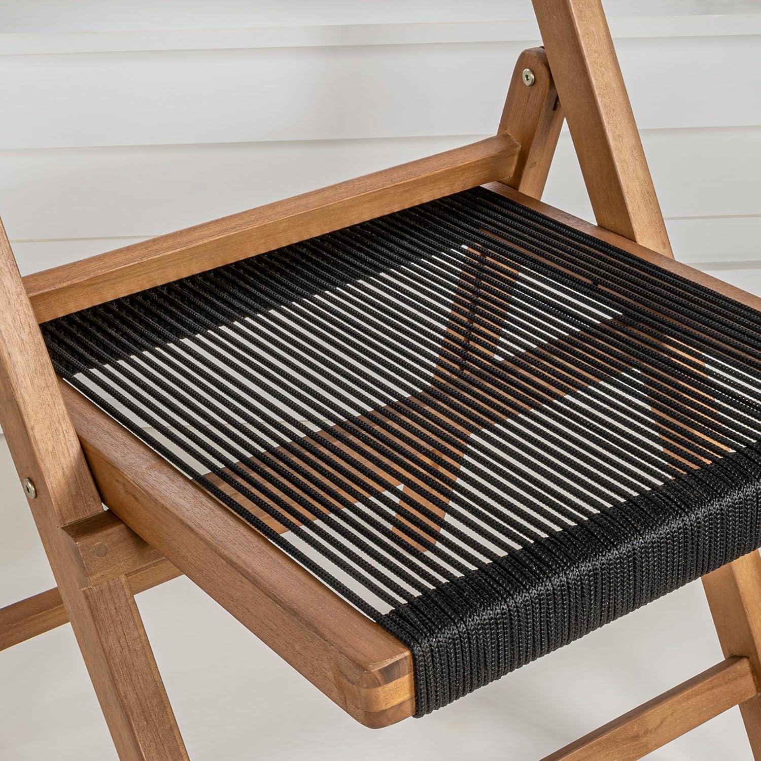 imageJONATHAN Y FLD1001ASET2 Olivier Coastal Modern Wood Roped Folding Chair with Adjustable Back Transitional Bohemian Classic Scandinavian Minimalist Contemporary BlackNatural Set of 2