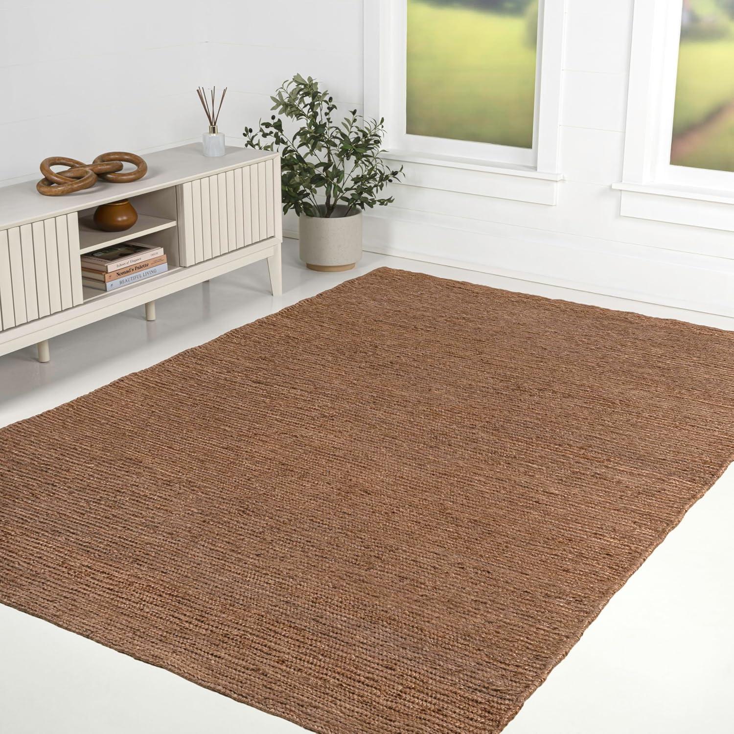 imageJONATHAN Y Griffin Woven Jute Solid Green Indoor Area Rug 8x10 Rustic Farmhouse Traditional Lodge EasyCleaning for Living Room Bedroom Kitchen NonShedding NRF201E8Brown