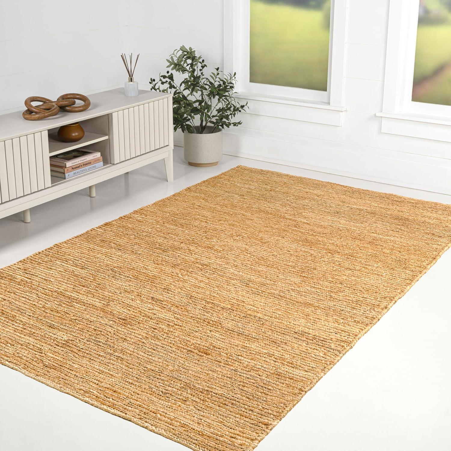 imageJONATHAN Y Griffin Woven Jute Solid Green Indoor Area Rug 8x10 Rustic Farmhouse Traditional Lodge EasyCleaning for Living Room Bedroom Kitchen NonShedding NRF201E8Natural