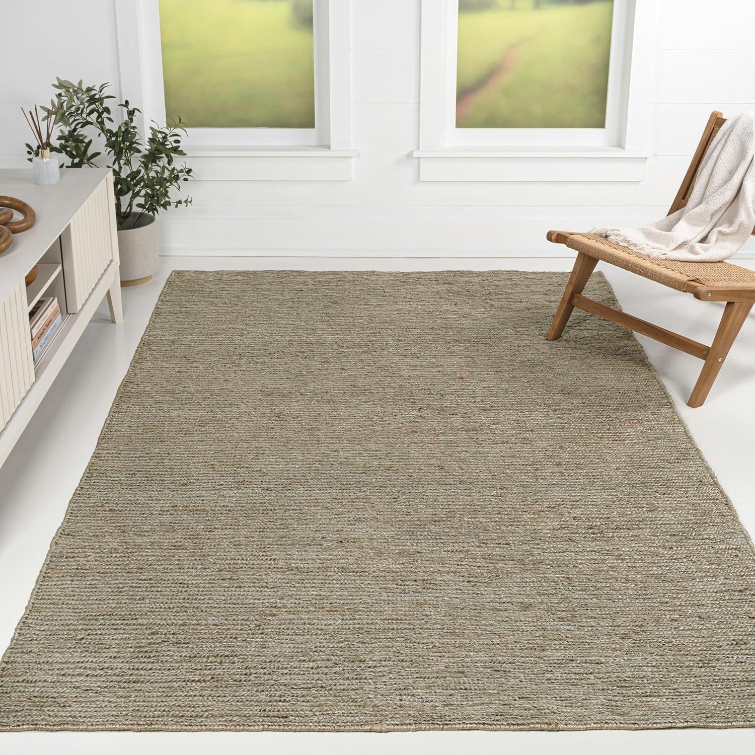 imageJONATHAN Y Griffin Woven Jute Solid Green Indoor Area Rug 8x10 Rustic Farmhouse Traditional Lodge EasyCleaning for Living Room Bedroom Kitchen NonShedding NRF201E8Grey