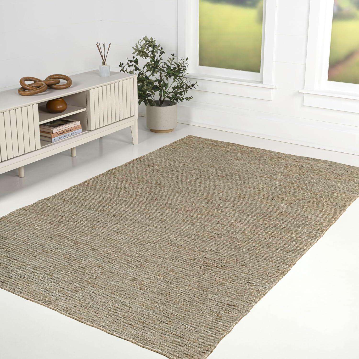 imageJONATHAN Y Griffin Woven Jute Solid Green Indoor Area Rug 8x10 Rustic Farmhouse Traditional Lodge EasyCleaning for Living Room Bedroom Kitchen NonShedding NRF201E8Grey