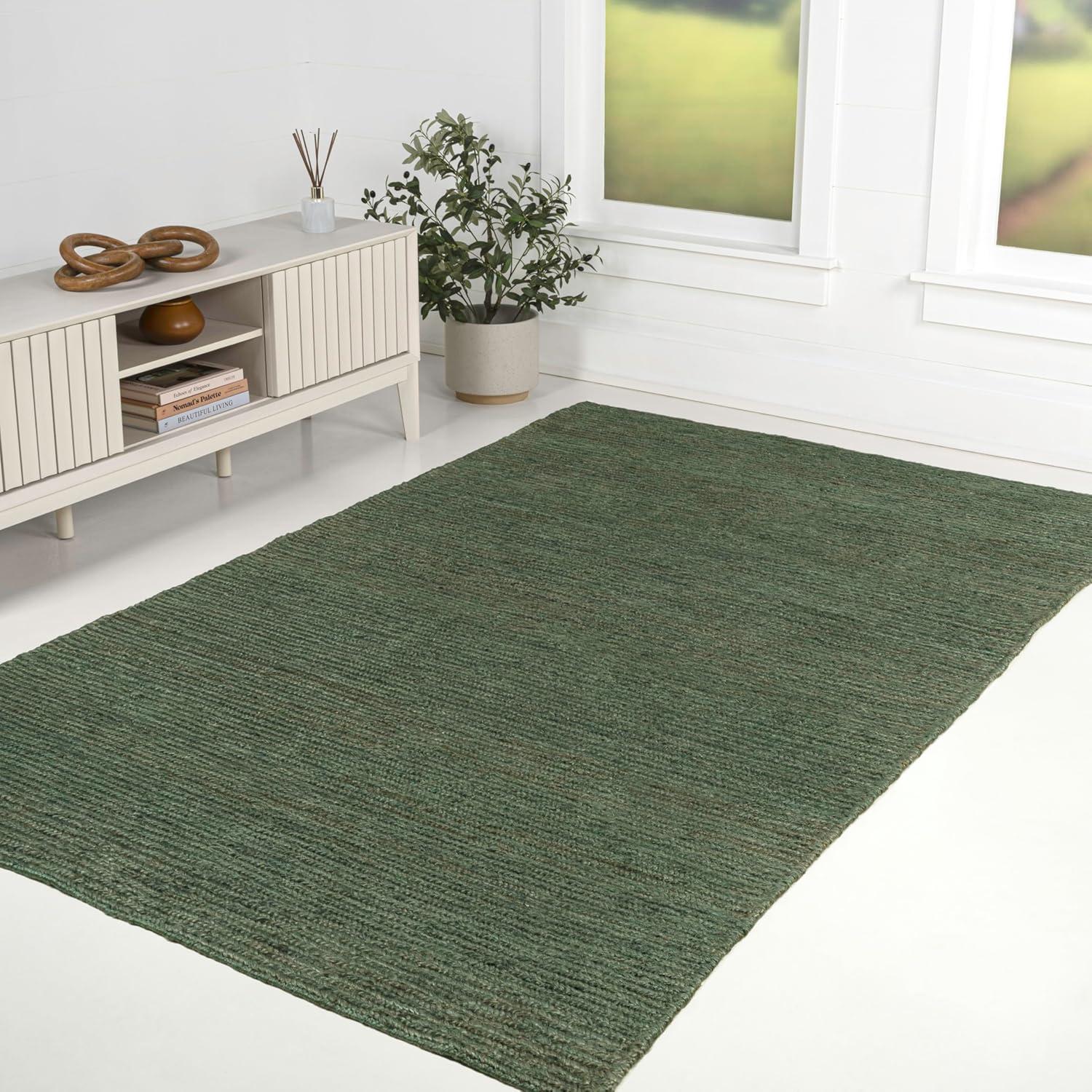 imageJONATHAN Y Griffin Woven Jute Solid Green Indoor Area Rug 8x10 Rustic Farmhouse Traditional Lodge EasyCleaning for Living Room Bedroom Kitchen NonShedding NRF201E8Green